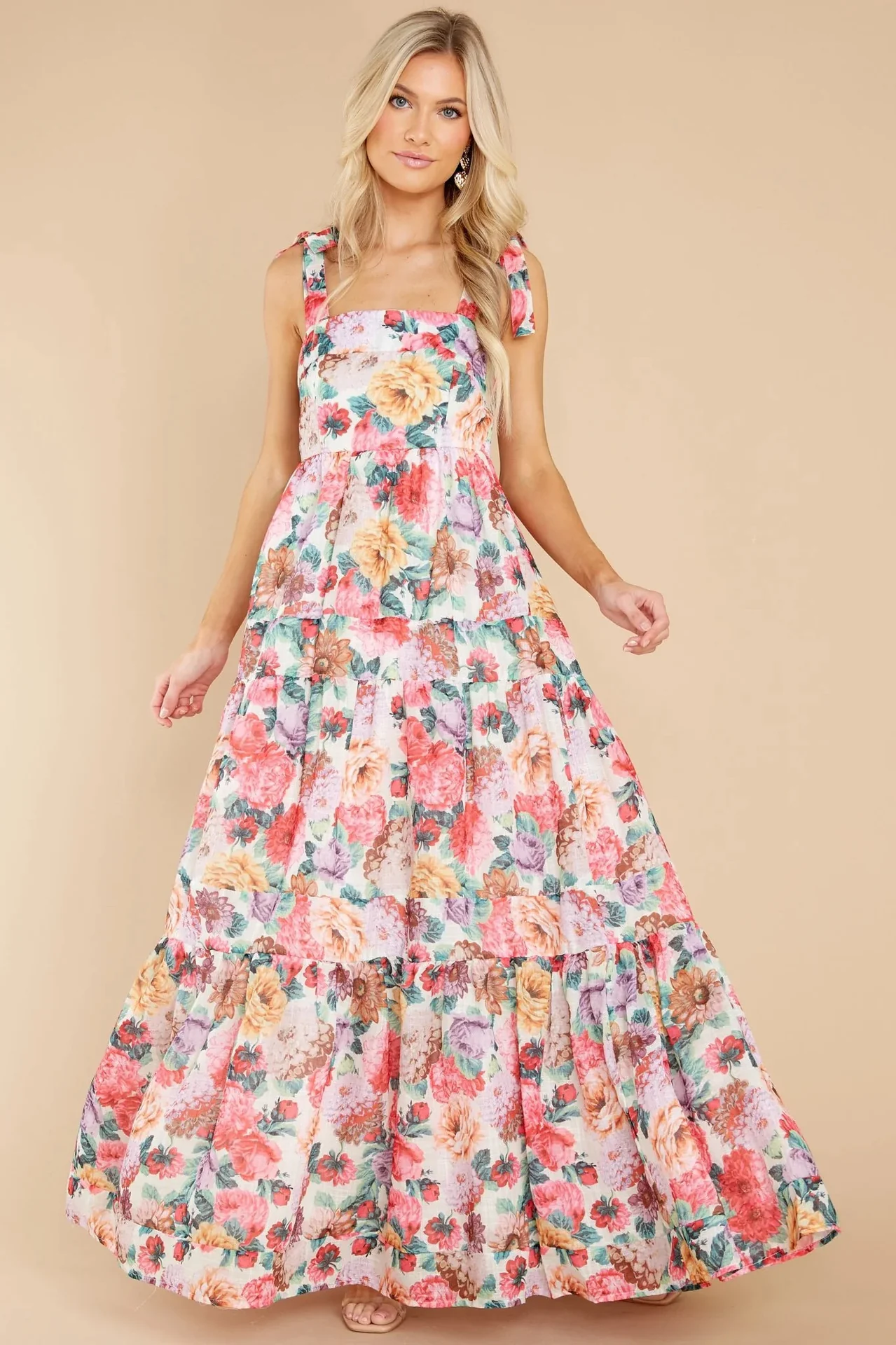 Delilah Floral Square Neck Wide Strap Maxi Dress