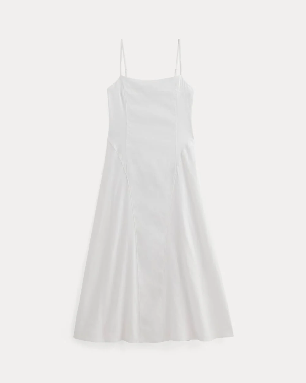 The Seamed Dress in Stretch Linen | White