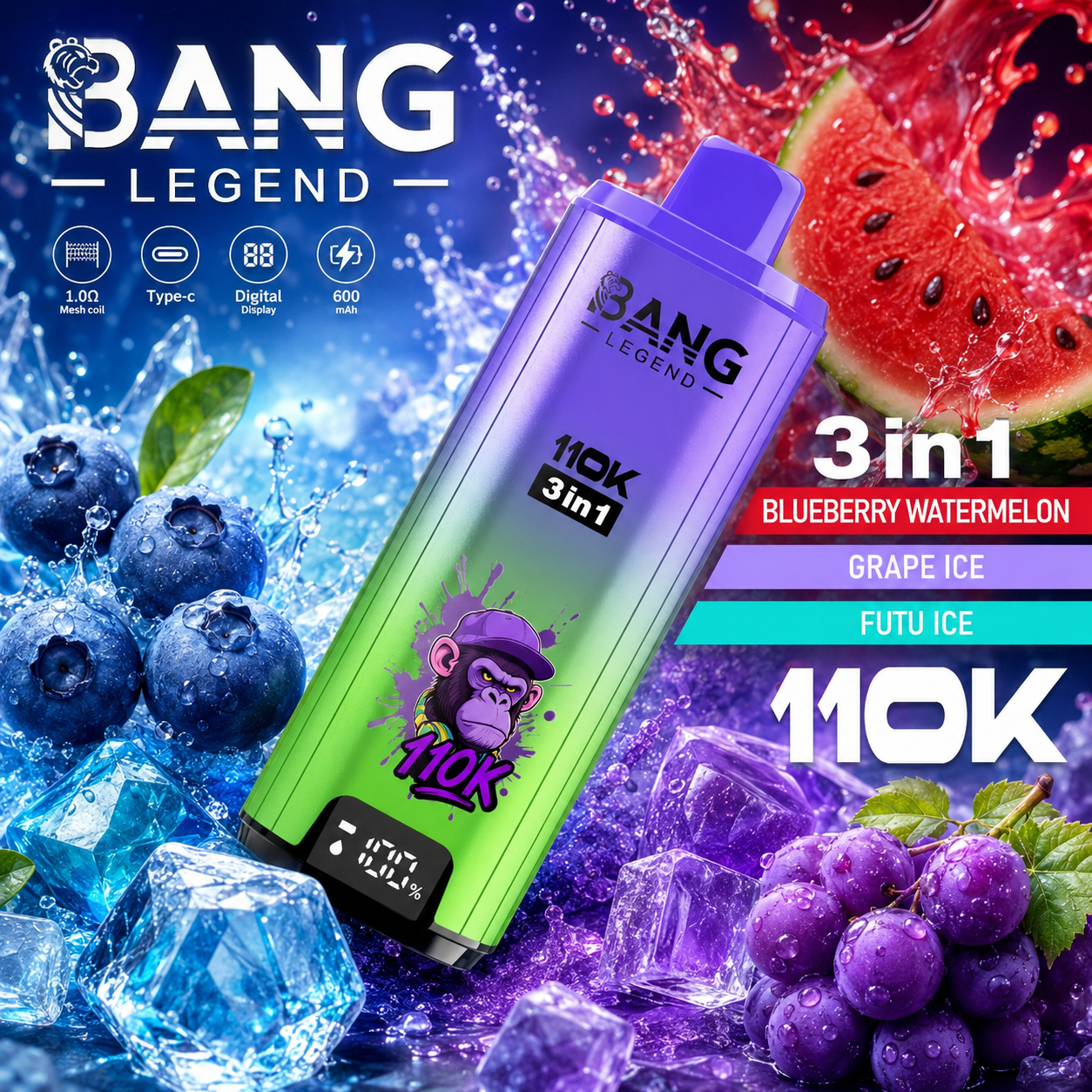 【New Arrive】Bang Legend 110000 Puffs 3in1