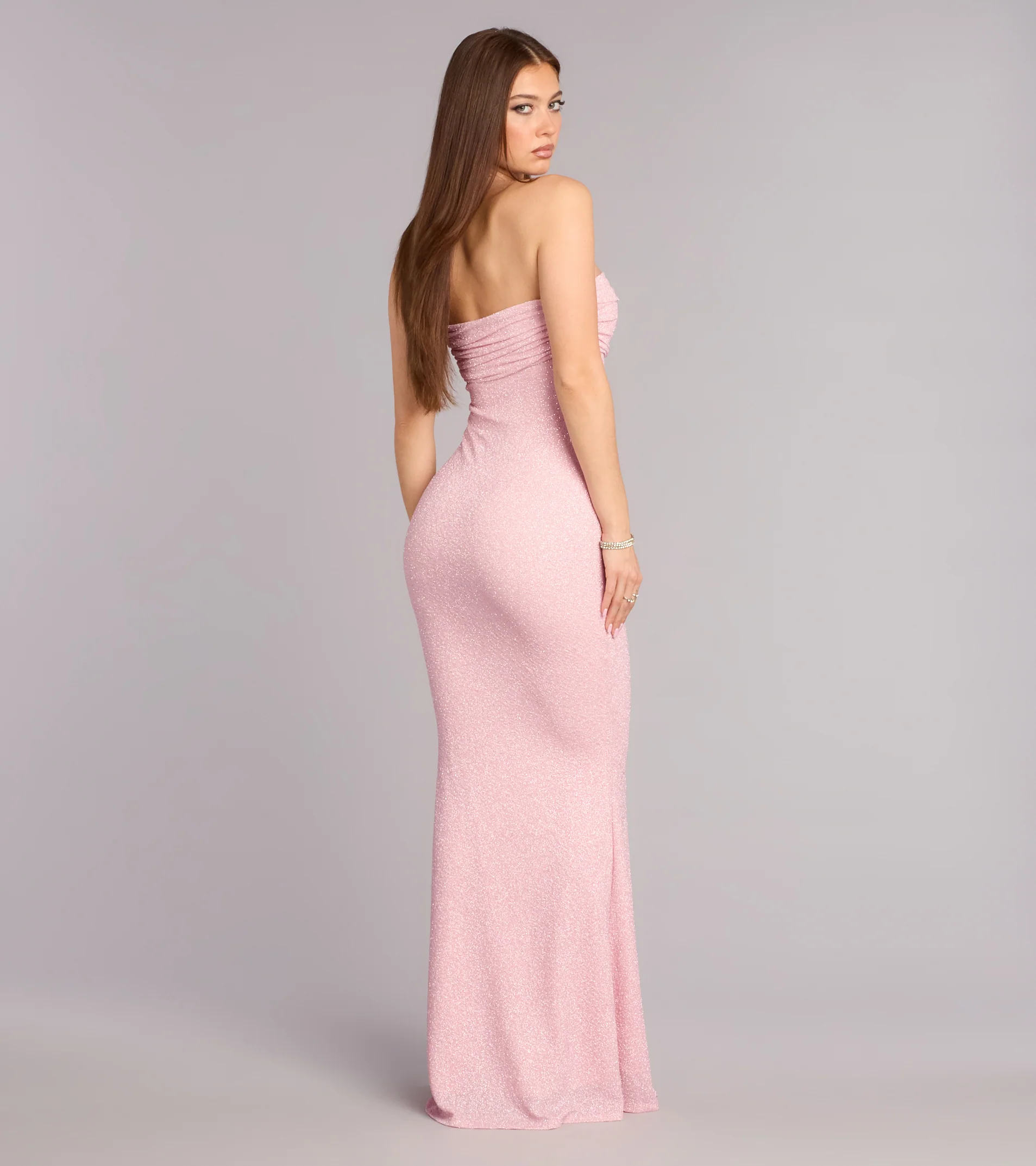 Audrina Glitter Strapless Mermaid Formal Dress