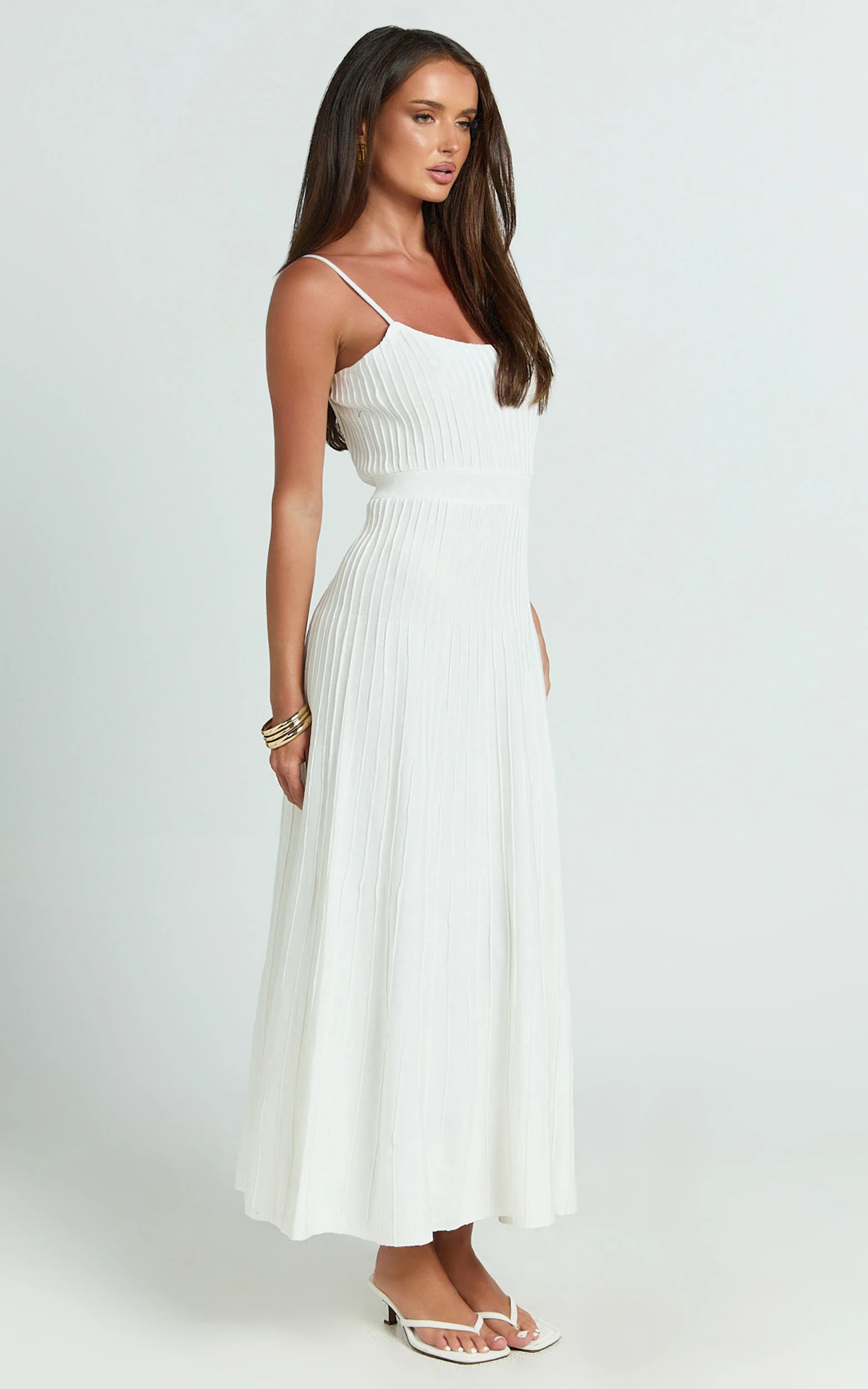 Panelled Knit Dress in White
