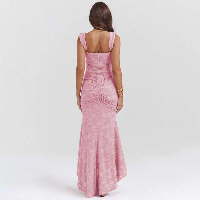 rose pink floral maxi dress