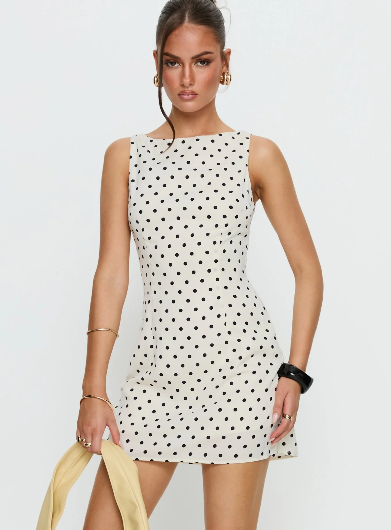 Kherin Boat Neck Romper Cream Polka