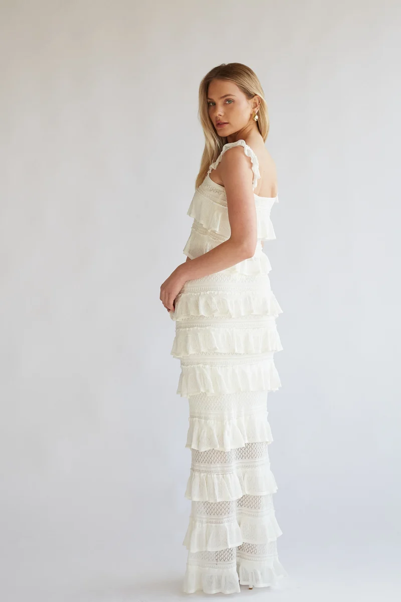 Colette Crochet Top and Ivory Maxi Skirt Set