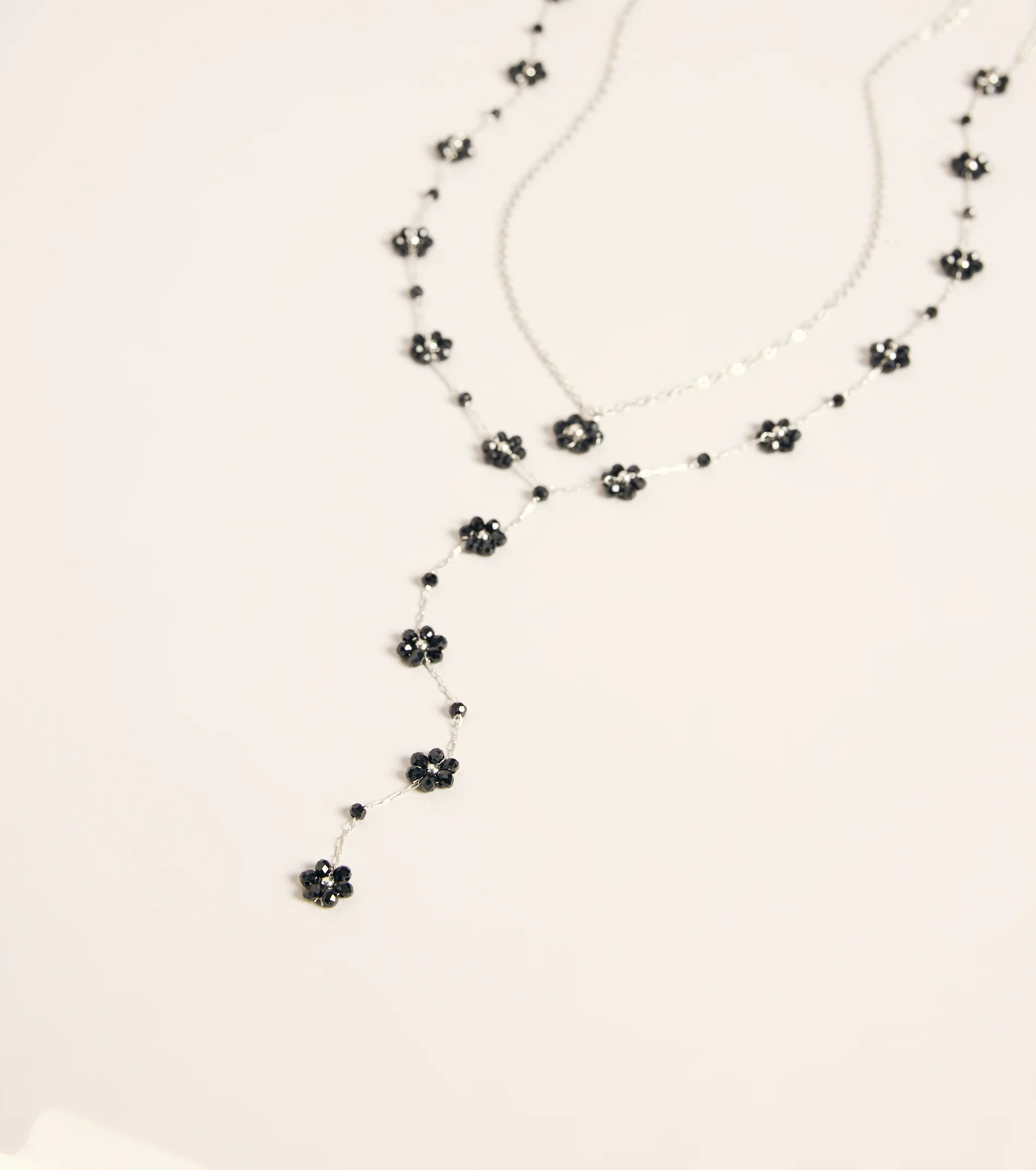 Petal Drop Floral Lariat Necklace Set