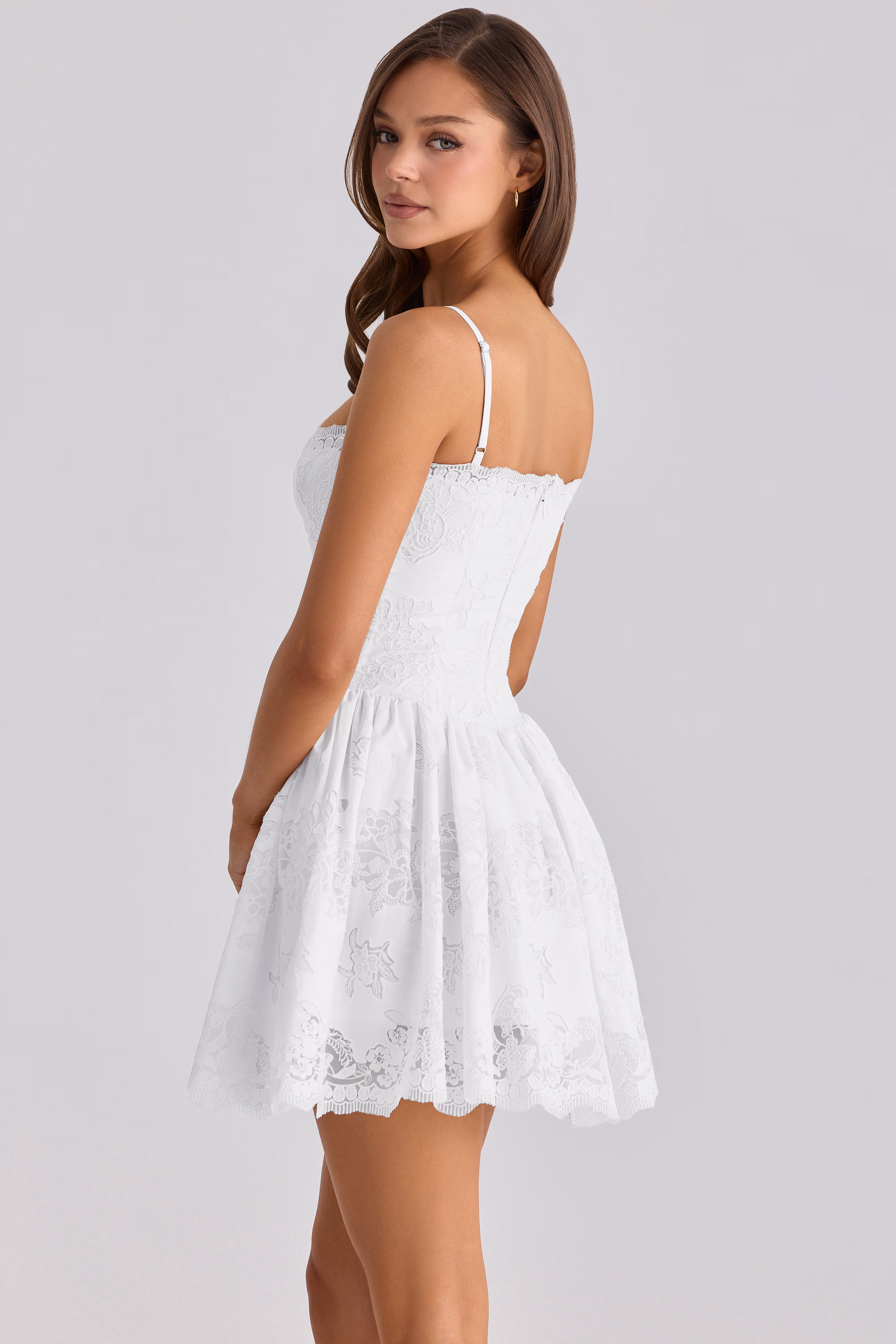 white custom lace + cotton broderie anglaise mini dress