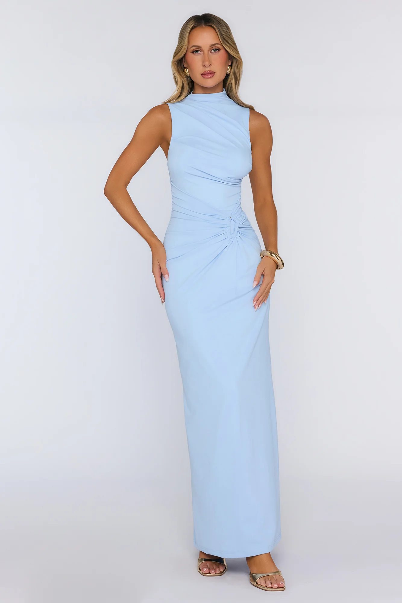 Radiant Petal Maxi Dress Blue