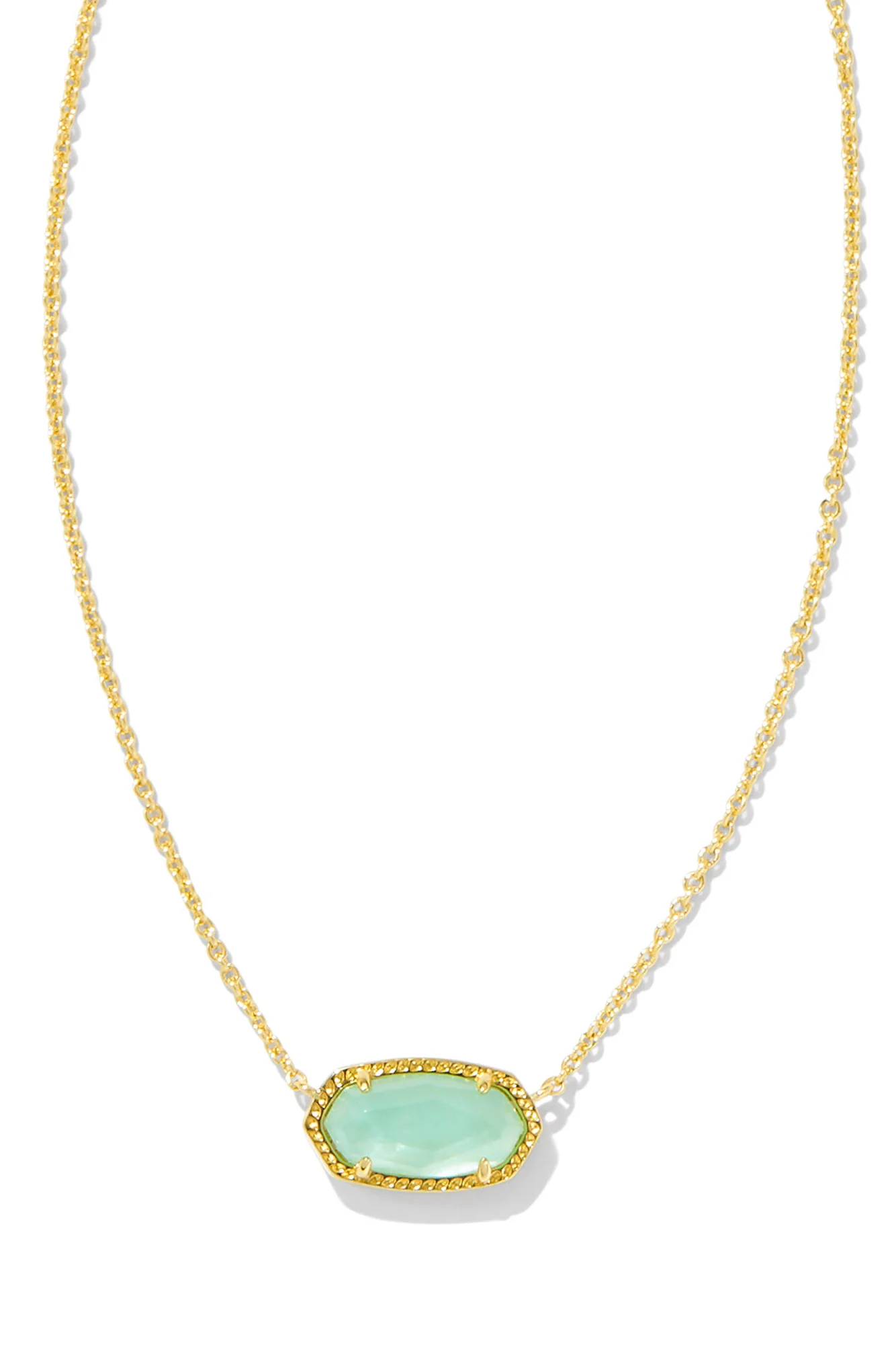 Elisa Pendant Necklace Gold Light Green Mother Of Pearl