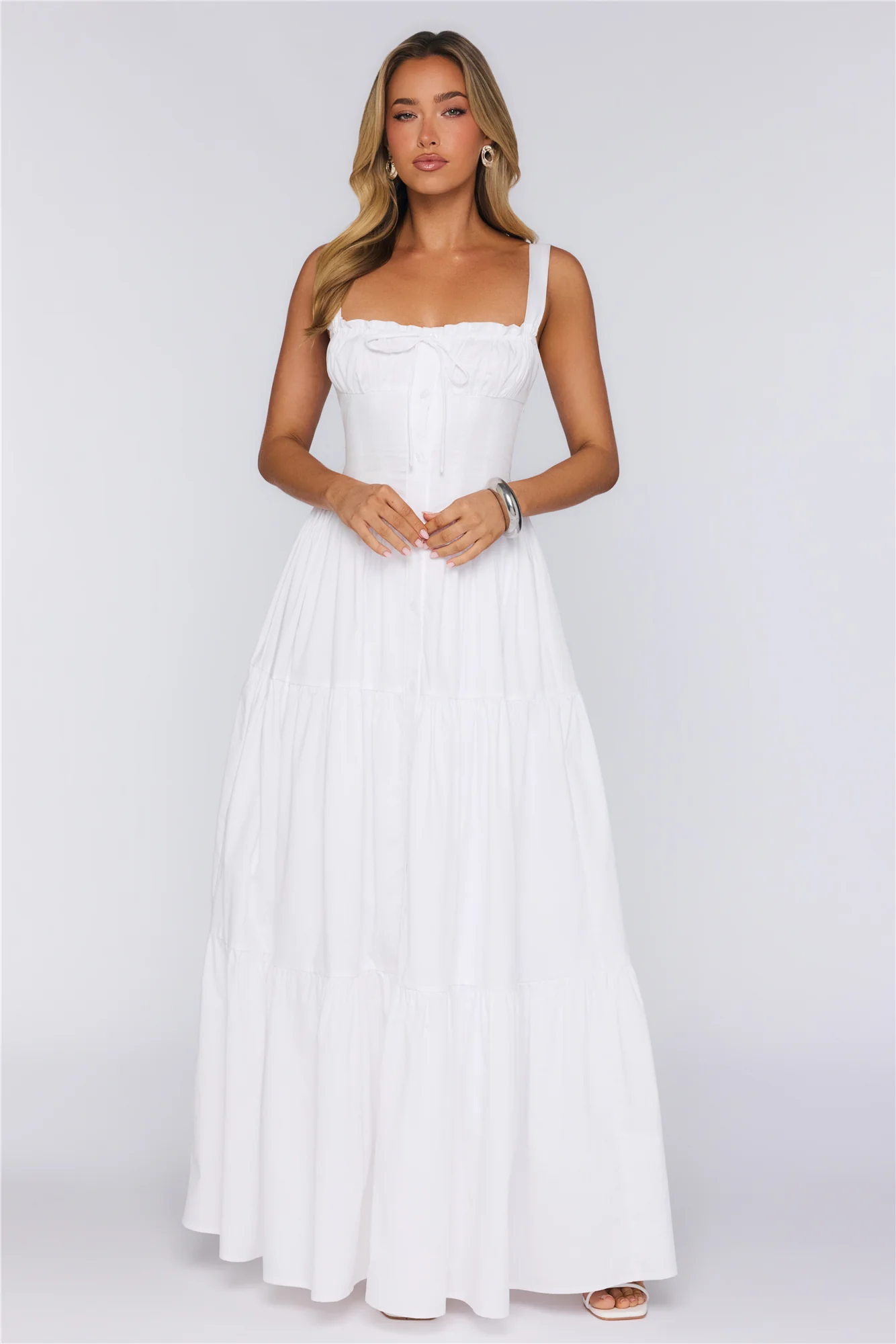 Fashion Snap Maxi Dress White