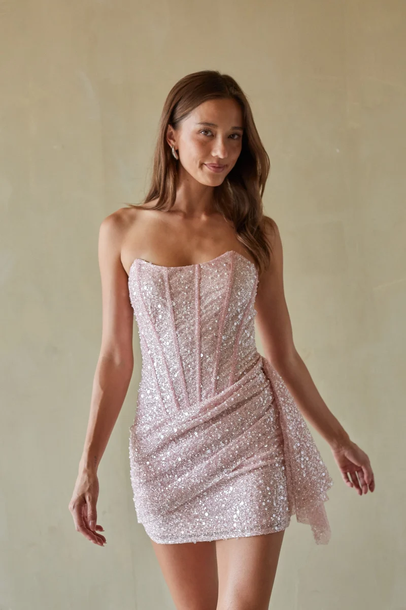 Vivian Corset Sequin Pink Mini Dress