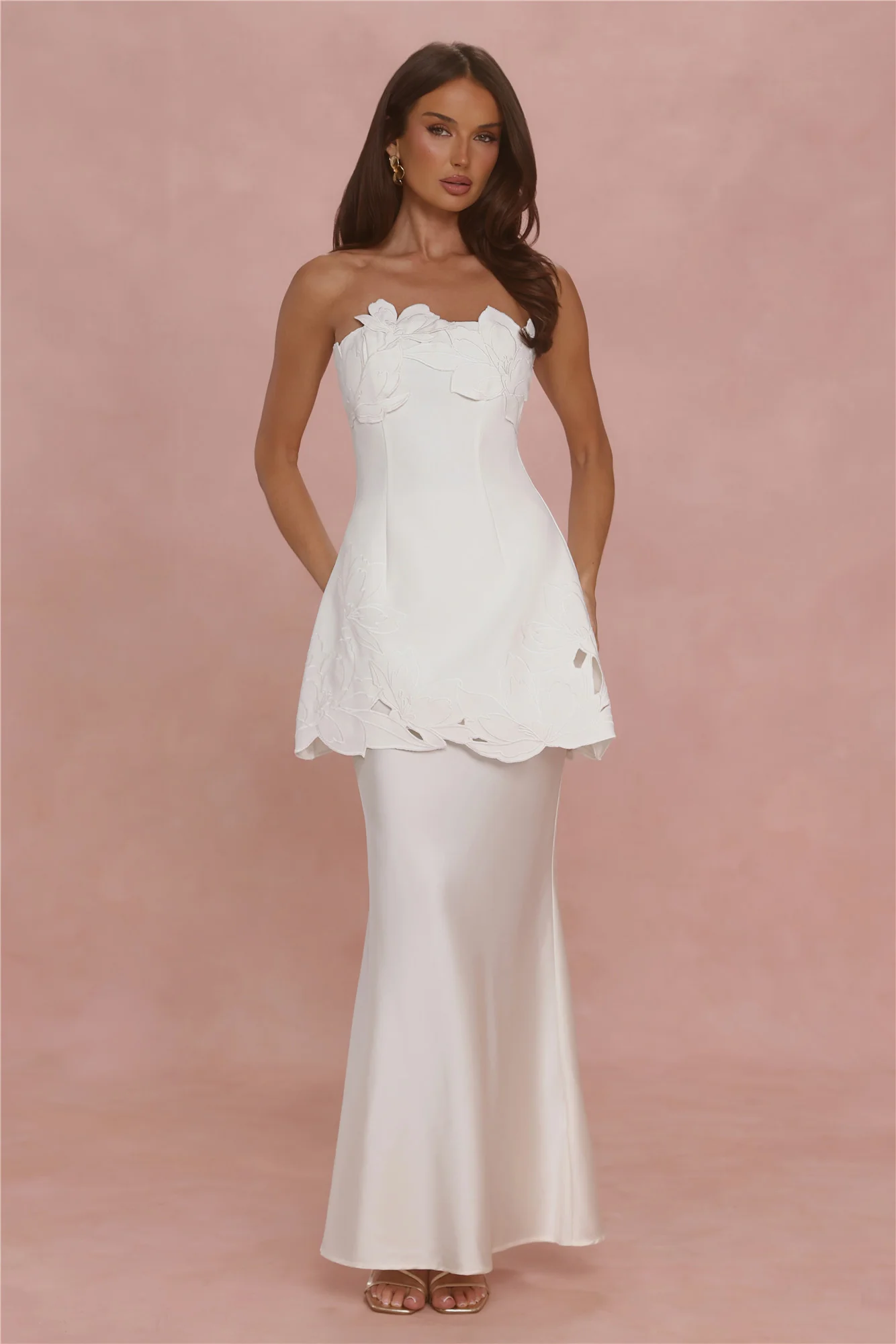 Style Expression Strapless Embroidered Mini Dress White