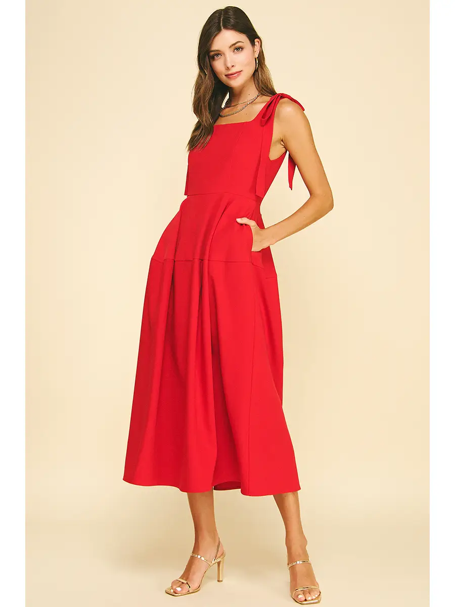 Ribbon Detail Red Dress