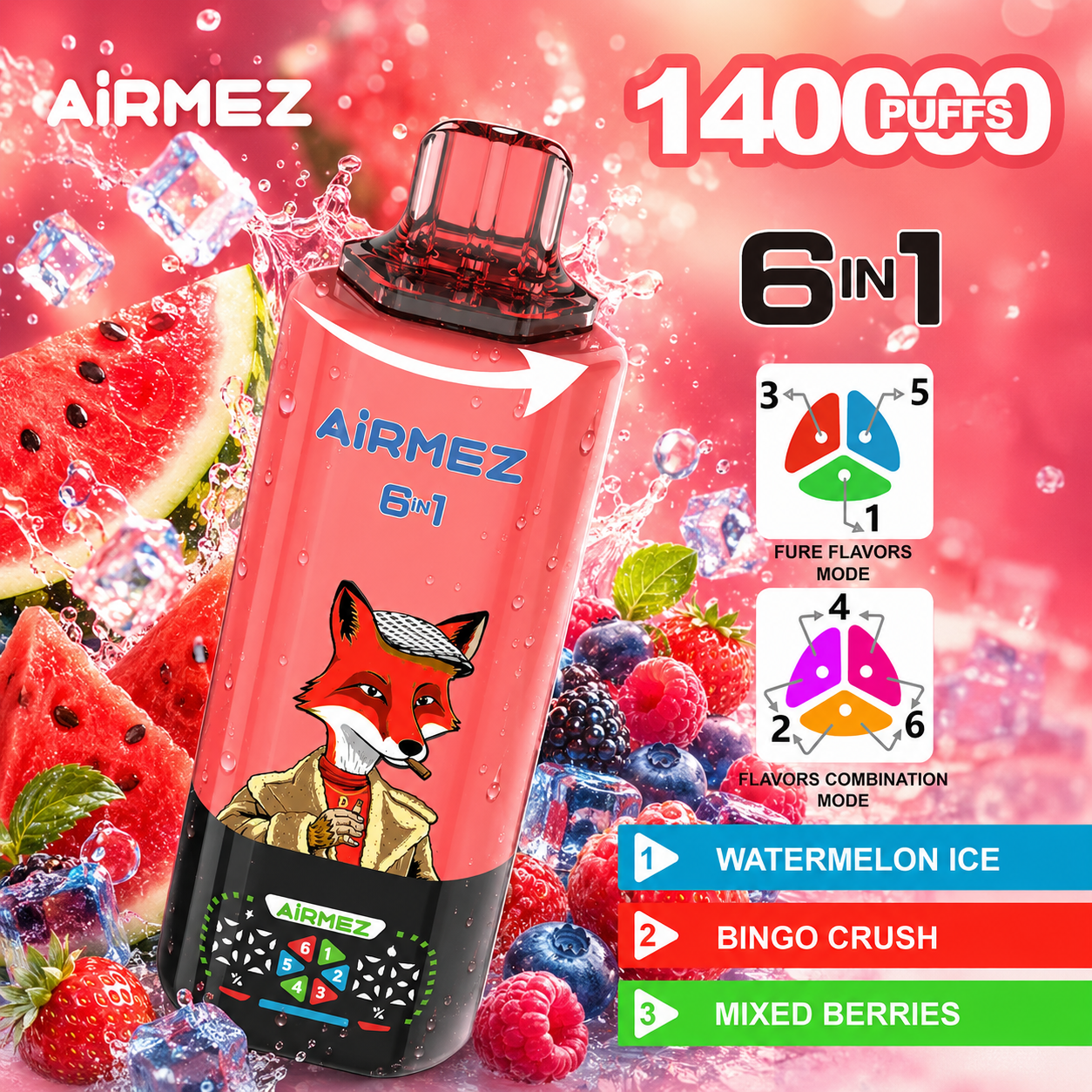 【New Arrive】Airmez 140000 Puffs 6in1