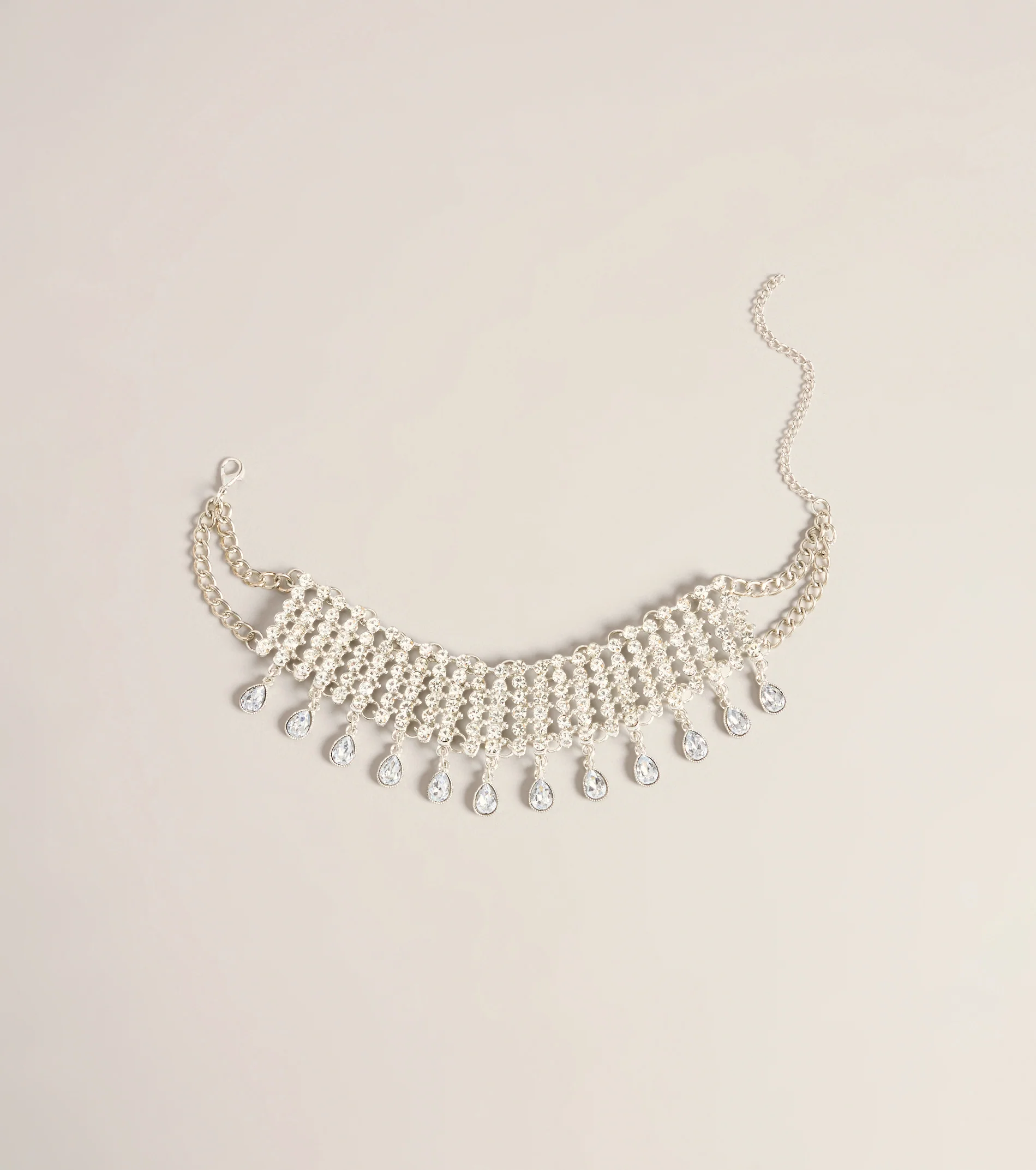 Drama Drop Rhinestone Choker Necklace