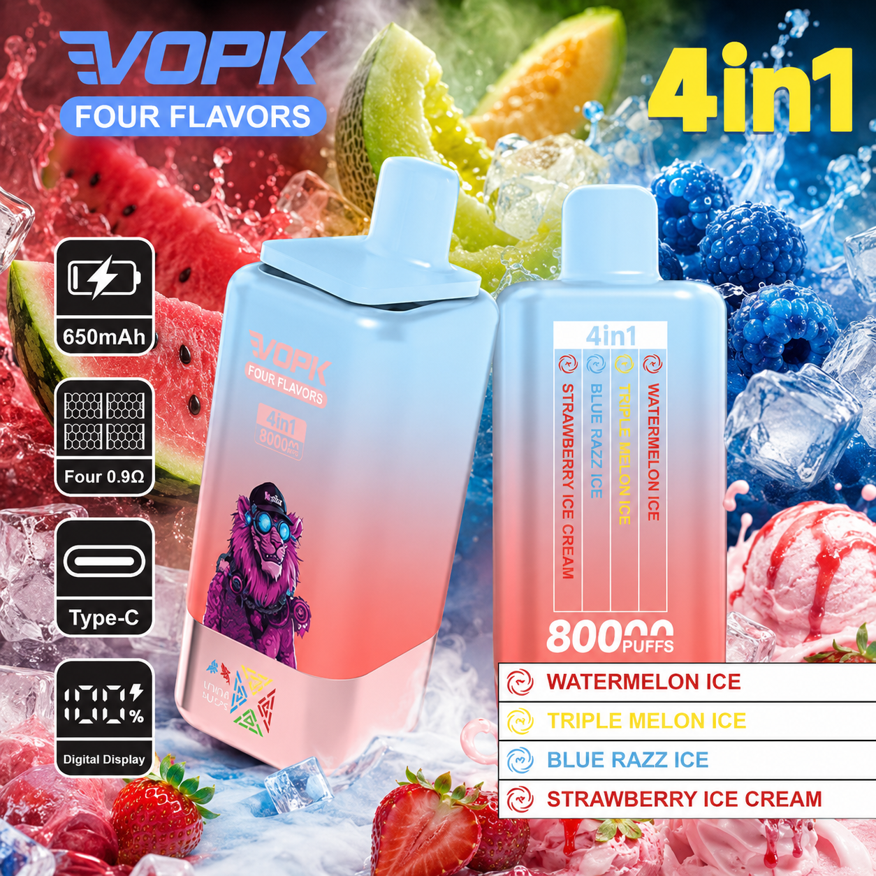 【New Arrive】Vopk Four Flavors 80000 80K Puffs 4 in 1