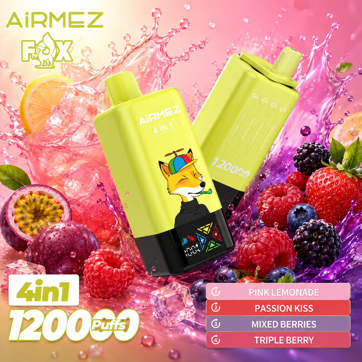 【New Arrive】Airmez Fox 120K Puffs 4 in 1