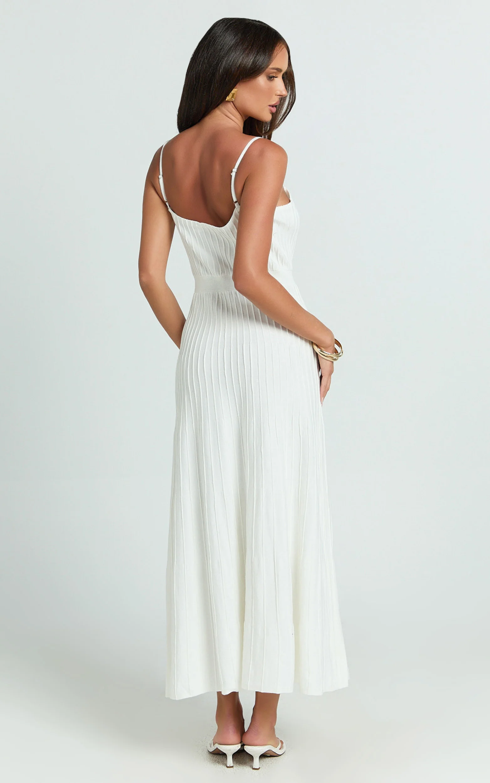Panelled Knit Dress in White