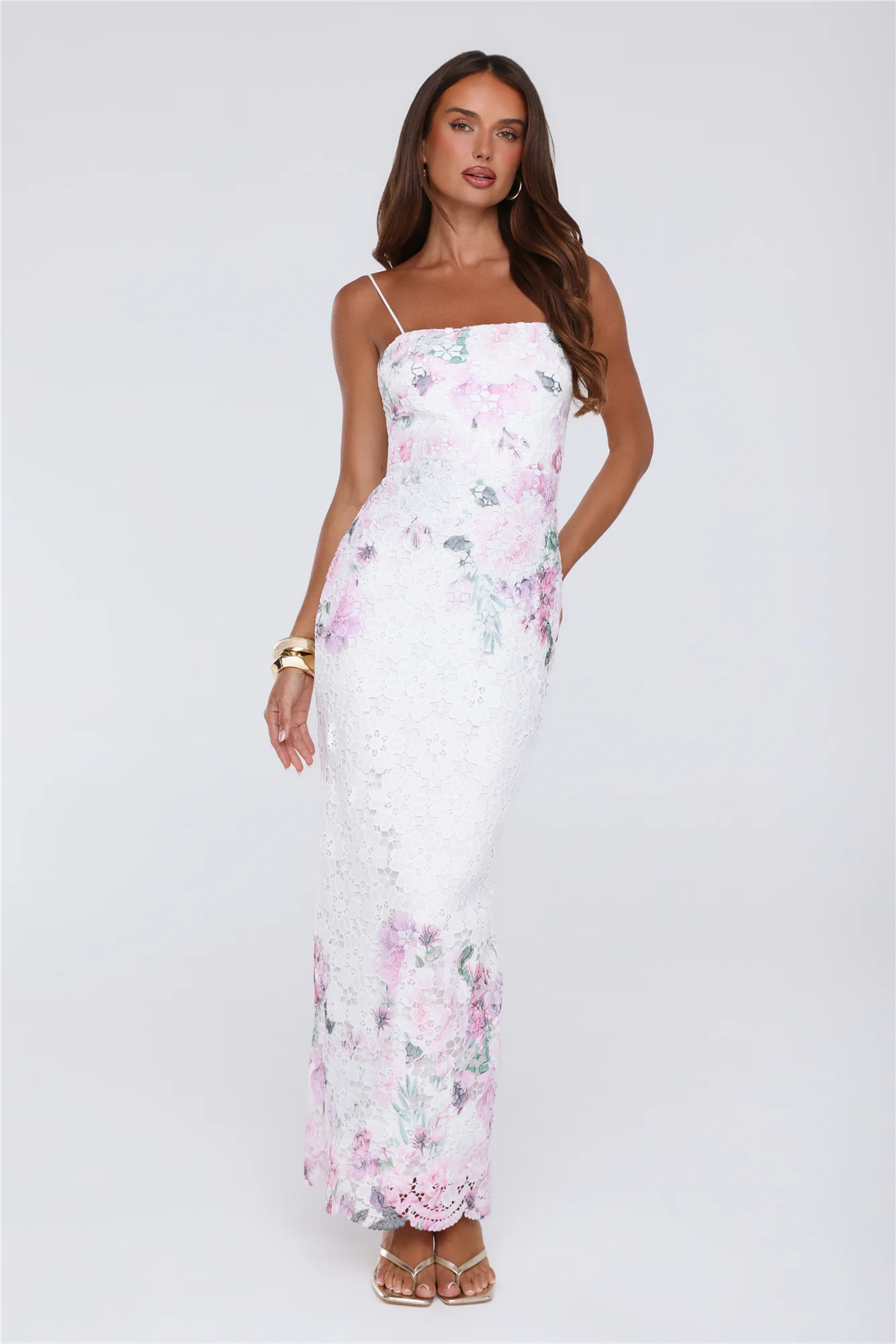 Wardrobe Flex Embroidered Maxi Dress White