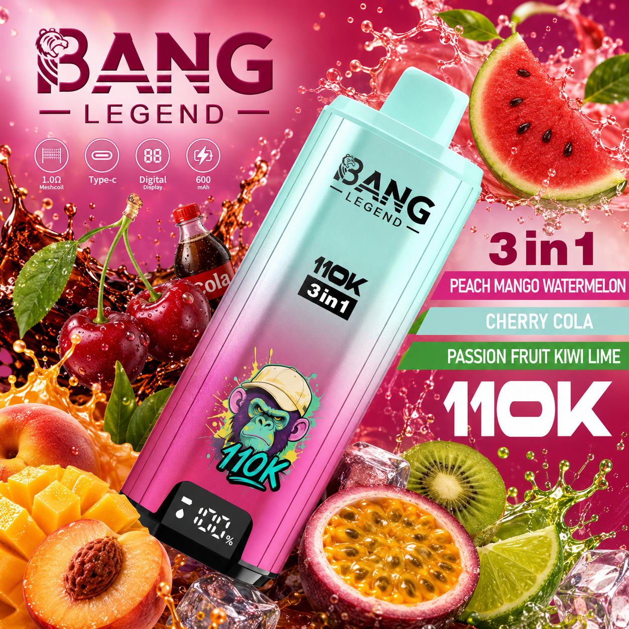 【New Arrive】Bang Legend 110000 Puffs 3in1