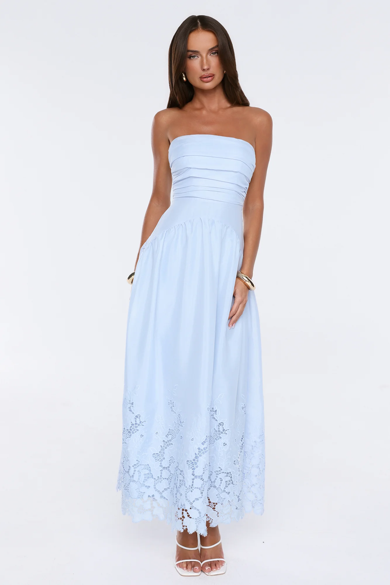 Effortless Statement Strapless Maxi Dress Blue