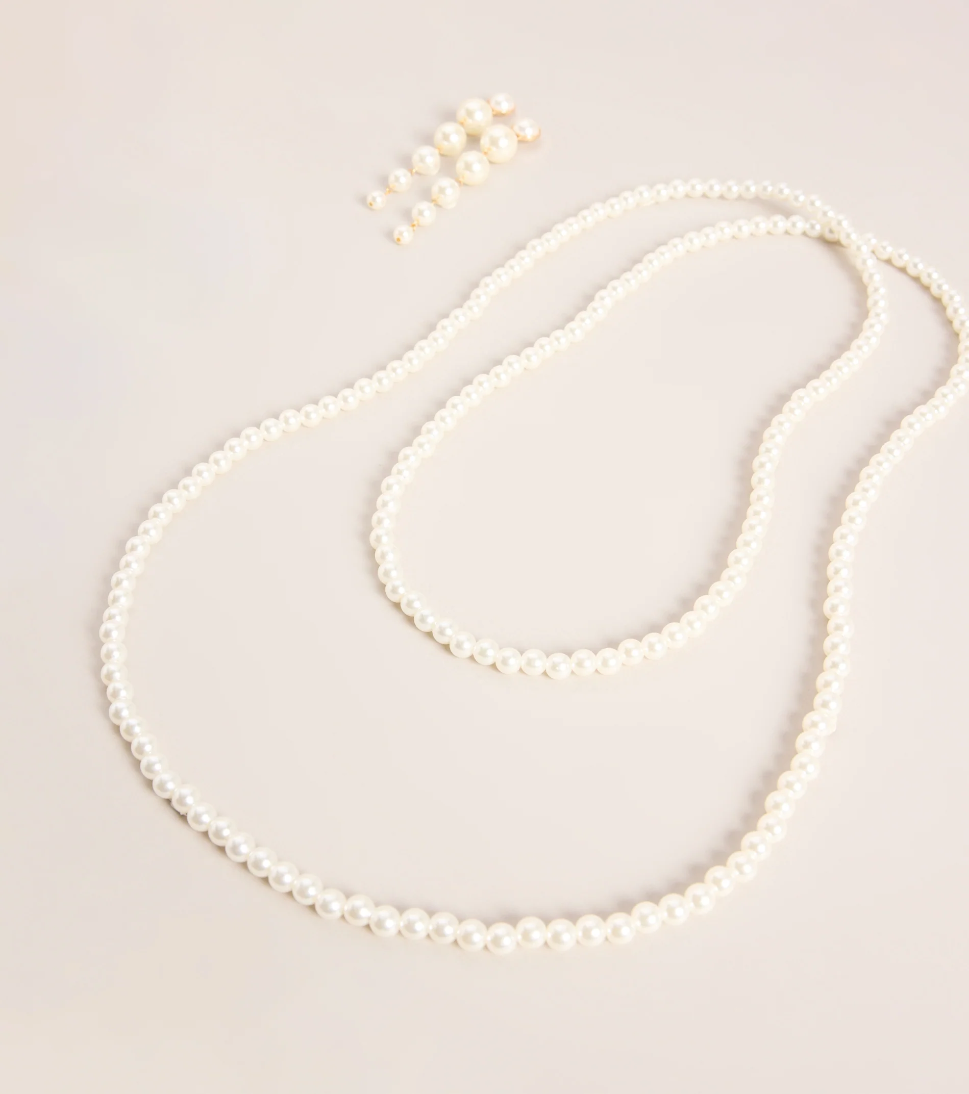 Double Take Pearl Necklace And Earring Set