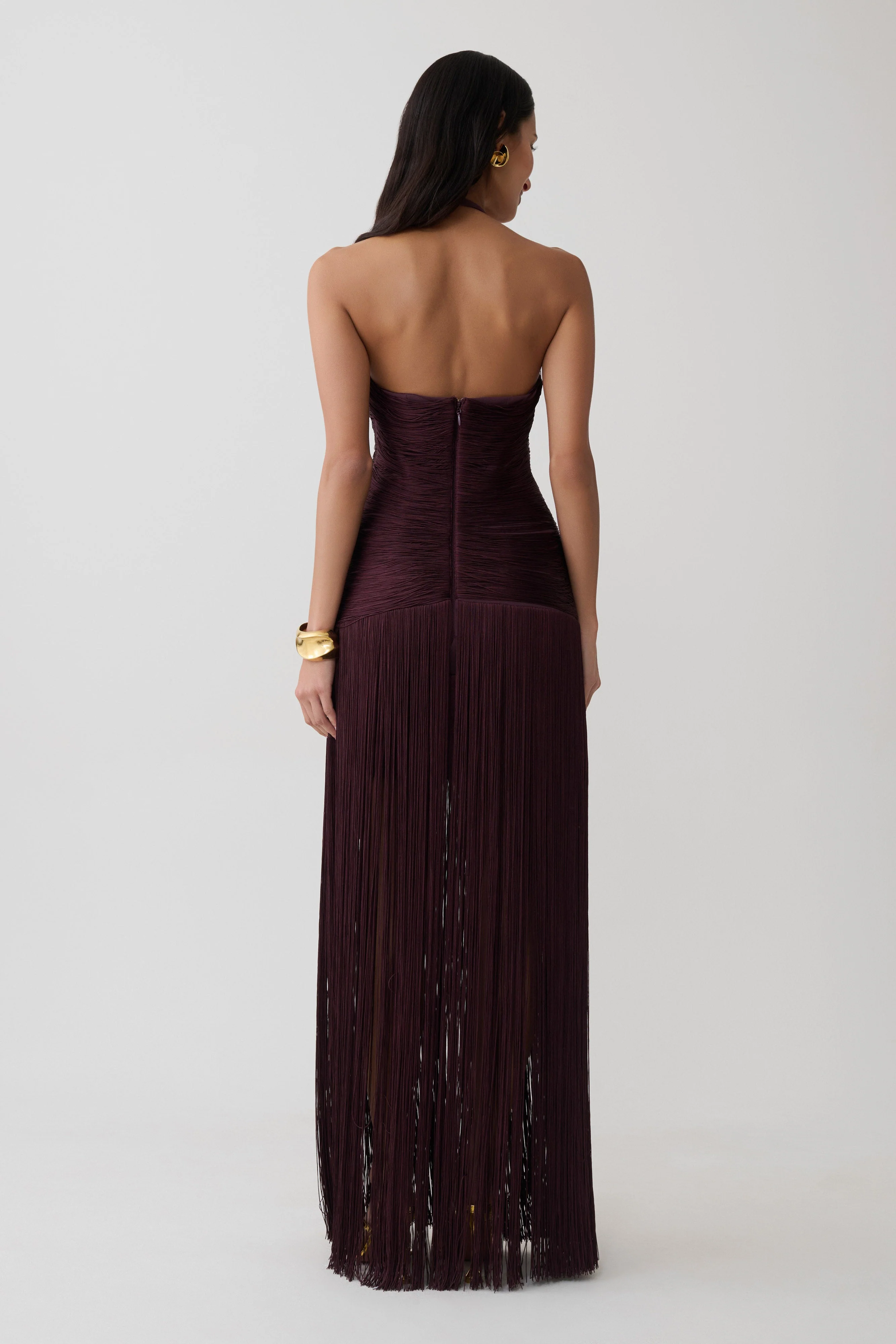 Tiffany Fringe Maxi Dress - Plum