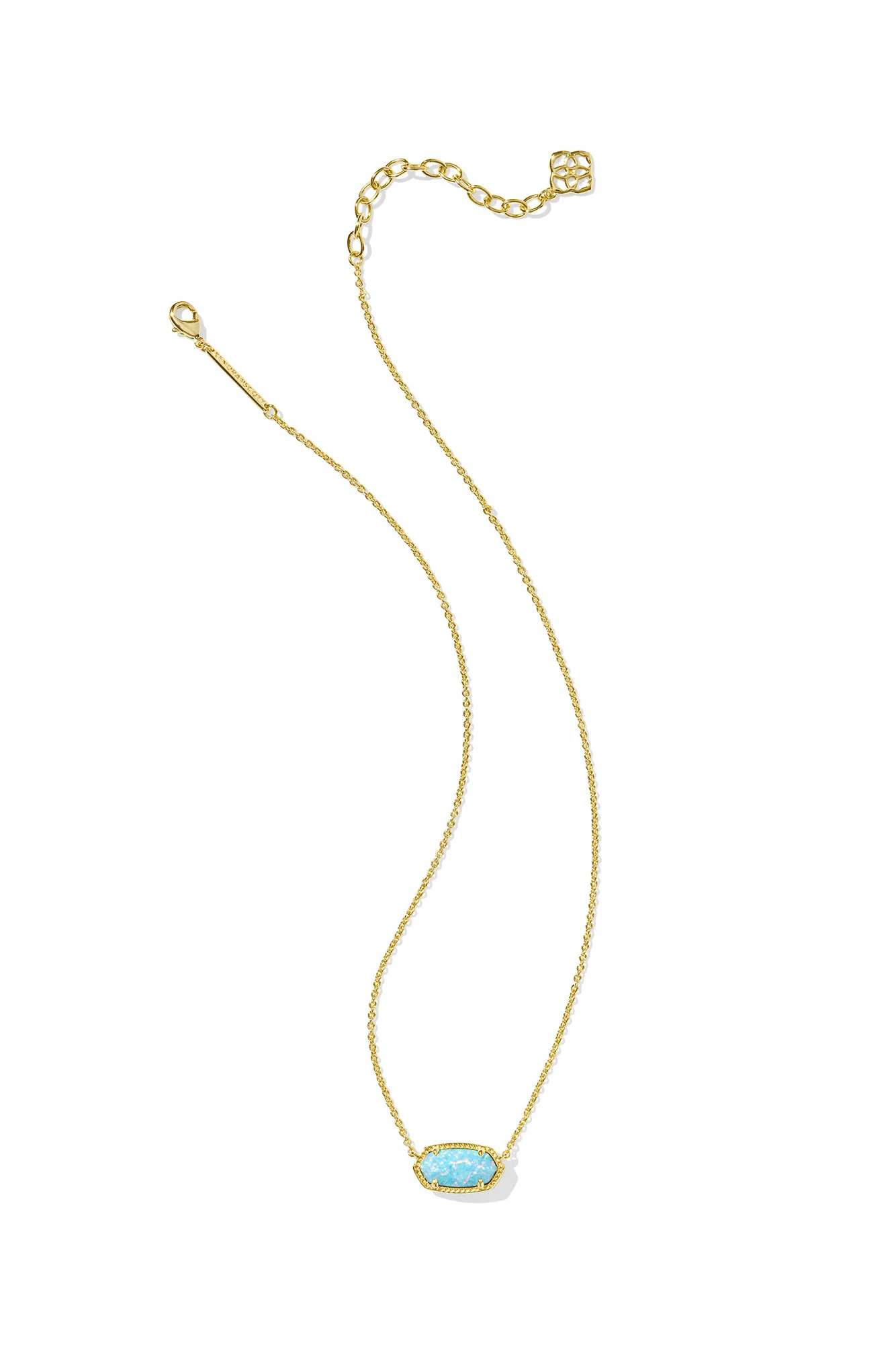 Elisa Gold Pendant Necklace Light Teal Kyocera Opal
