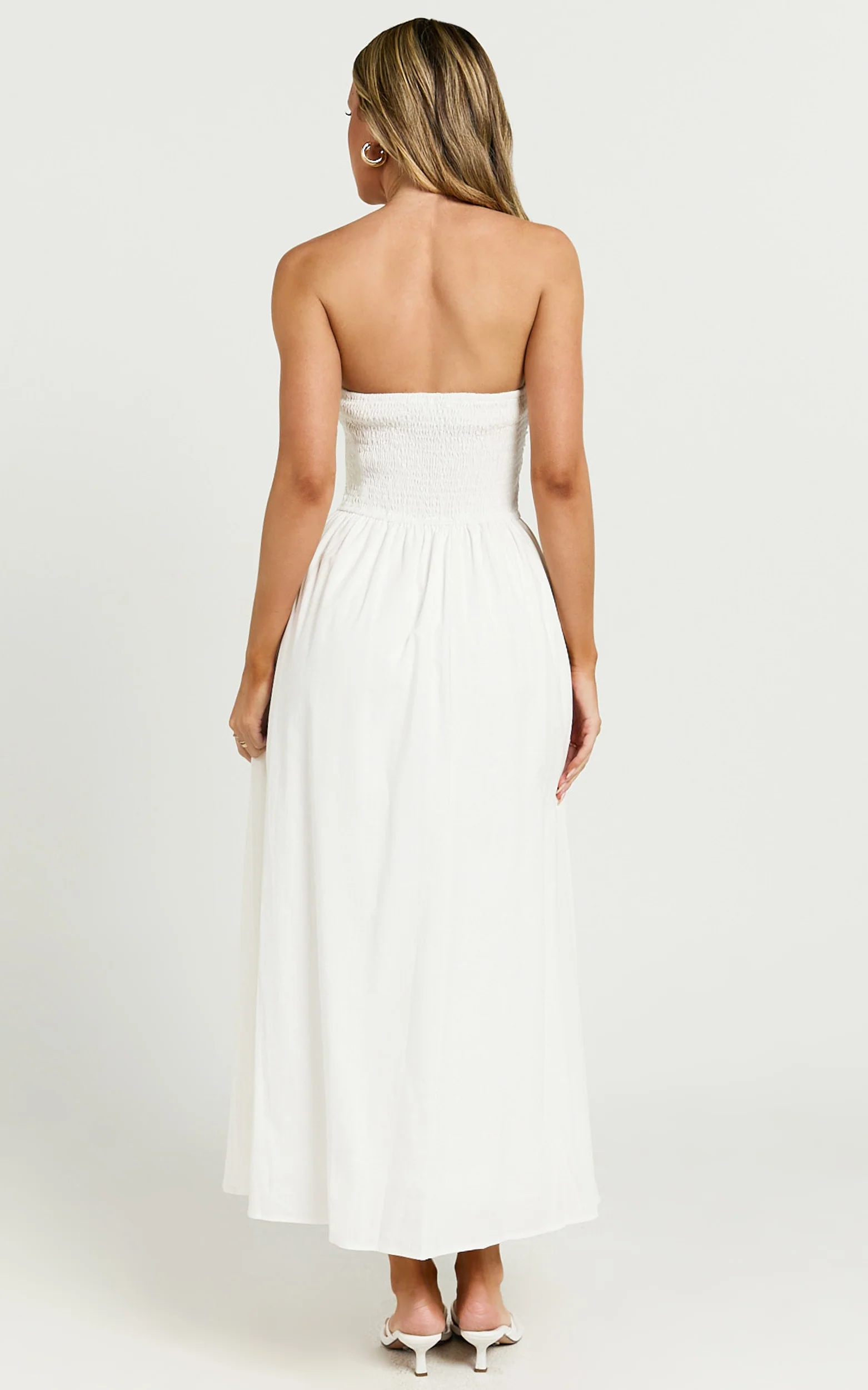 Strapless Ruched Dress in White