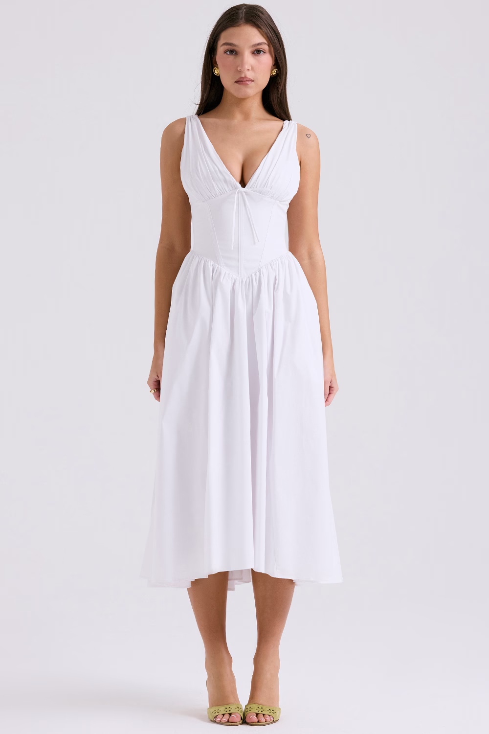 white cotton corset sundress