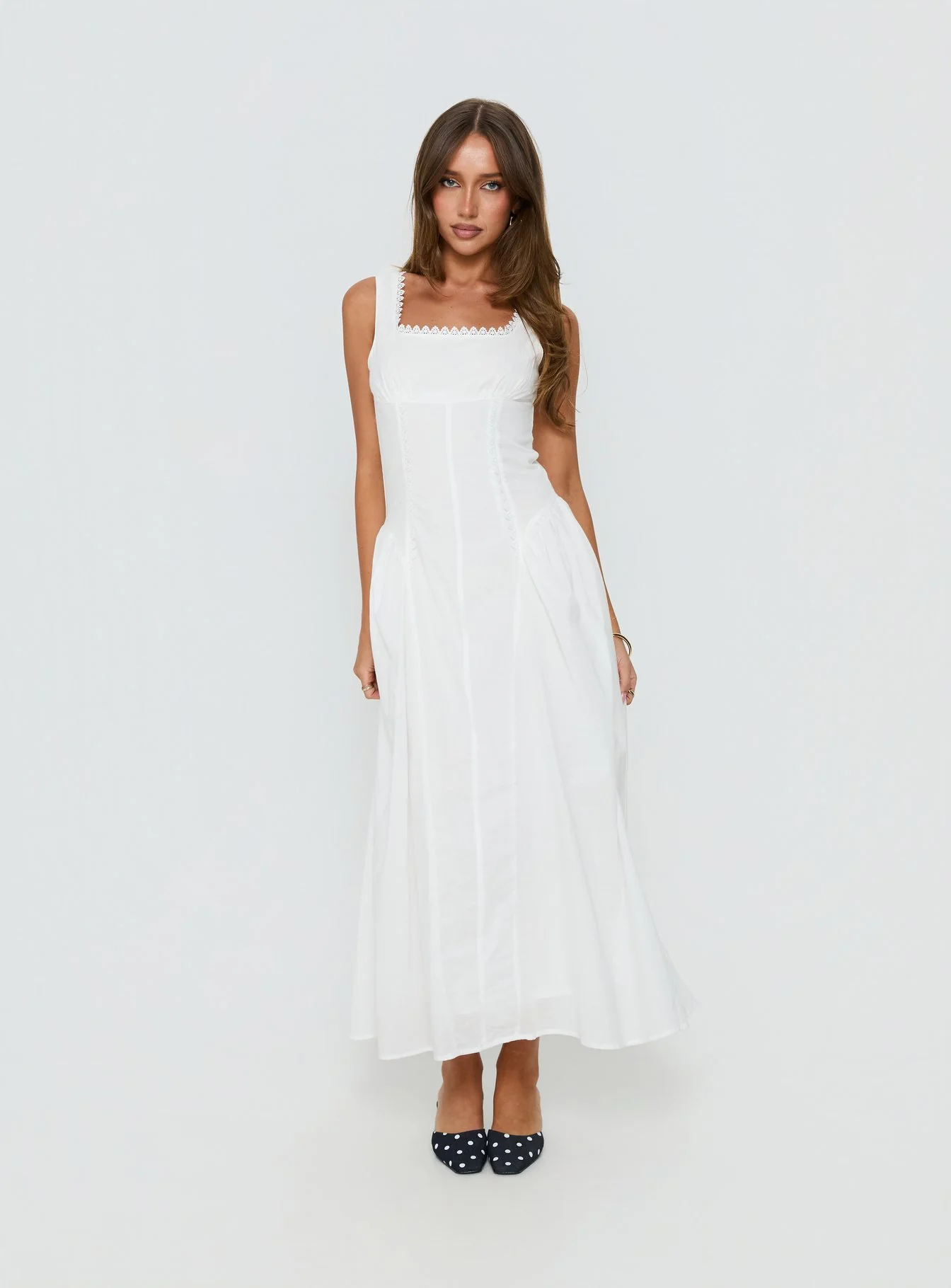 Mariette Panelled Midi Dress White