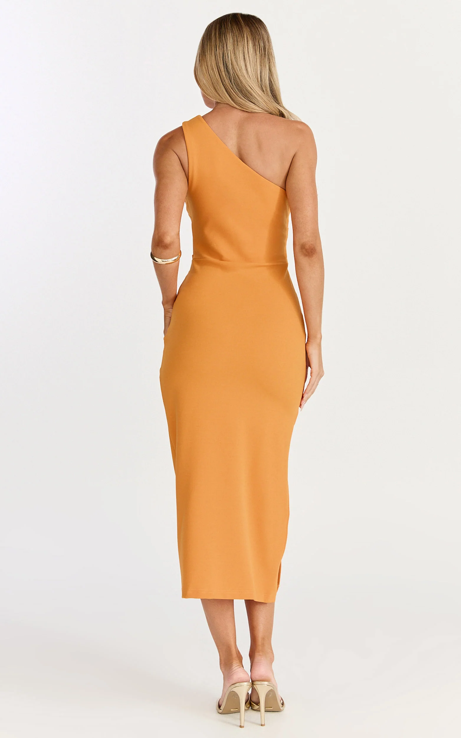 One Shoulder Straight Dress in Orange