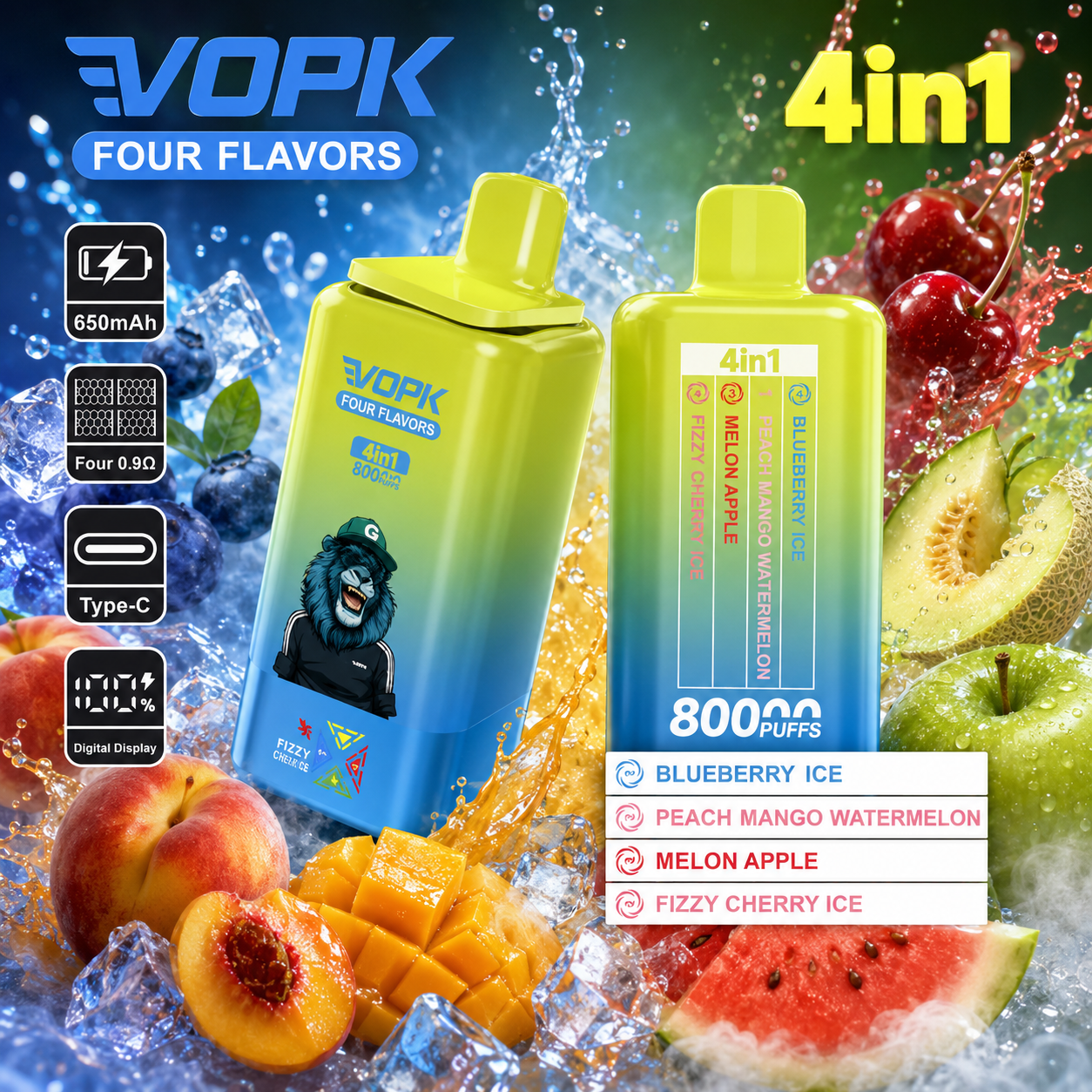 【New Arrive】Vopk Four Flavors 80000 80K Puffs 4 in 1