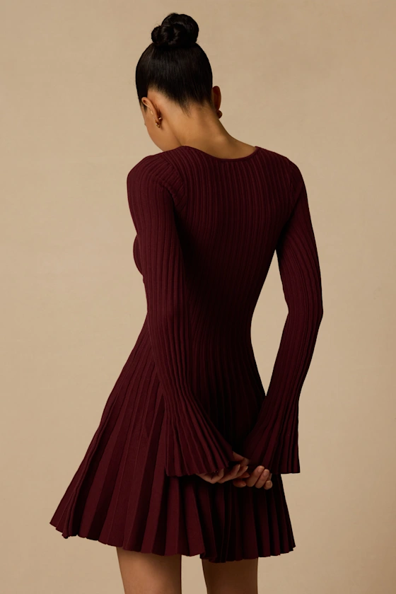 Magnolia Plum Keyhole Cutout Sweater Mini Dress
