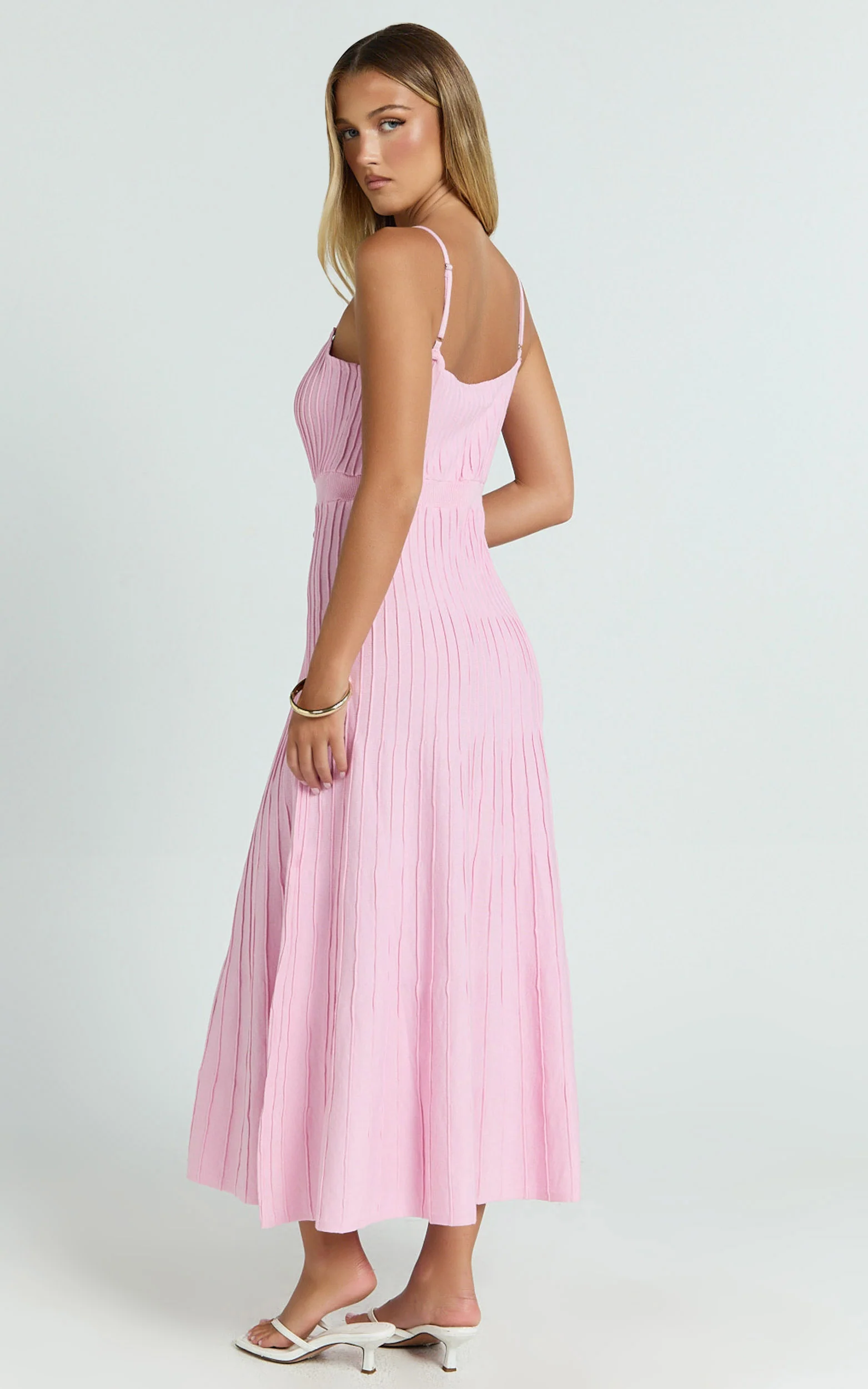 Panelled Knit Dress in Pale Pink