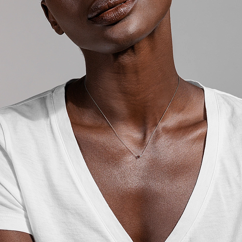 Toi et Moi Garnet & White Sapphire Necklace