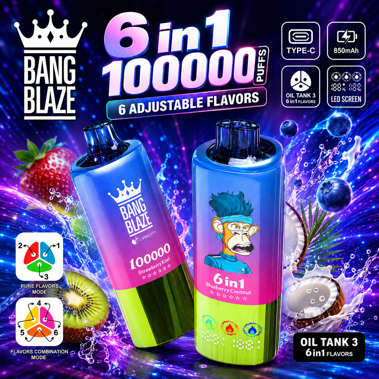 【New Arrive】Bang Blaze 100k Puffs 6 in 1