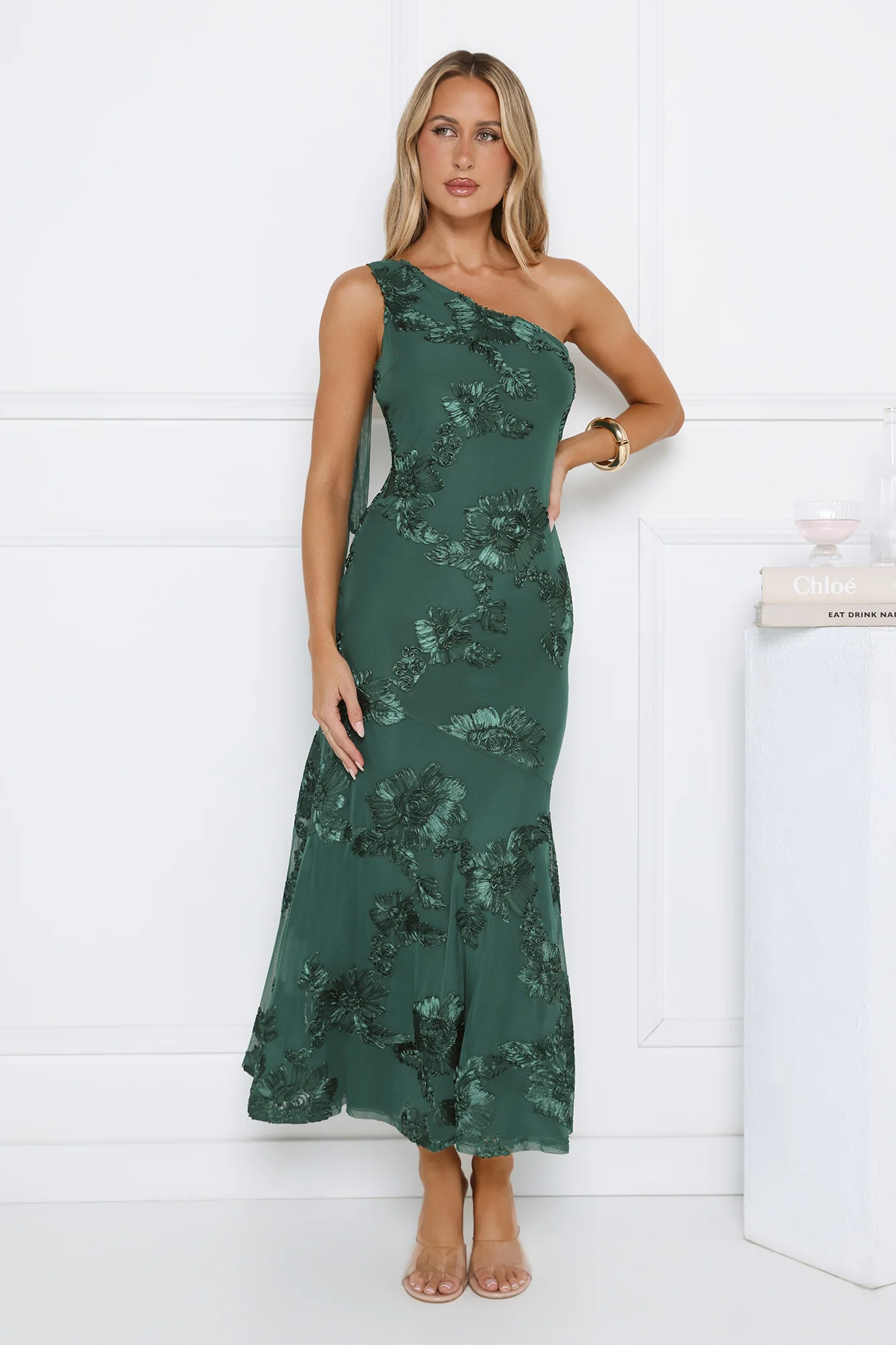 Tender Muse One Shoulder Maxi Dress Teal