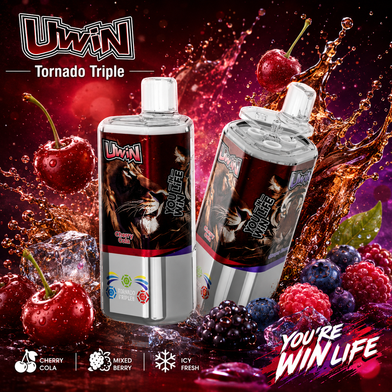 【New Arrive】Uwin Tornado Triple 60000 60K Puffs 3 in 1