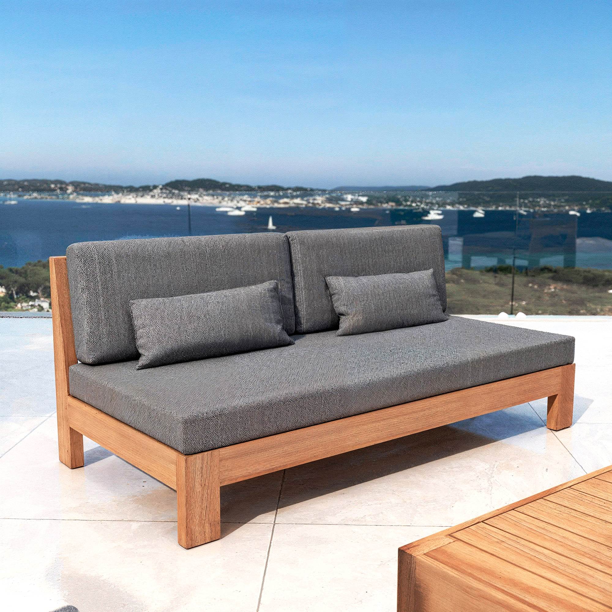 Salon de jardin en bois d'acacia 8 places 5 pcs Borneo Gris anthracite