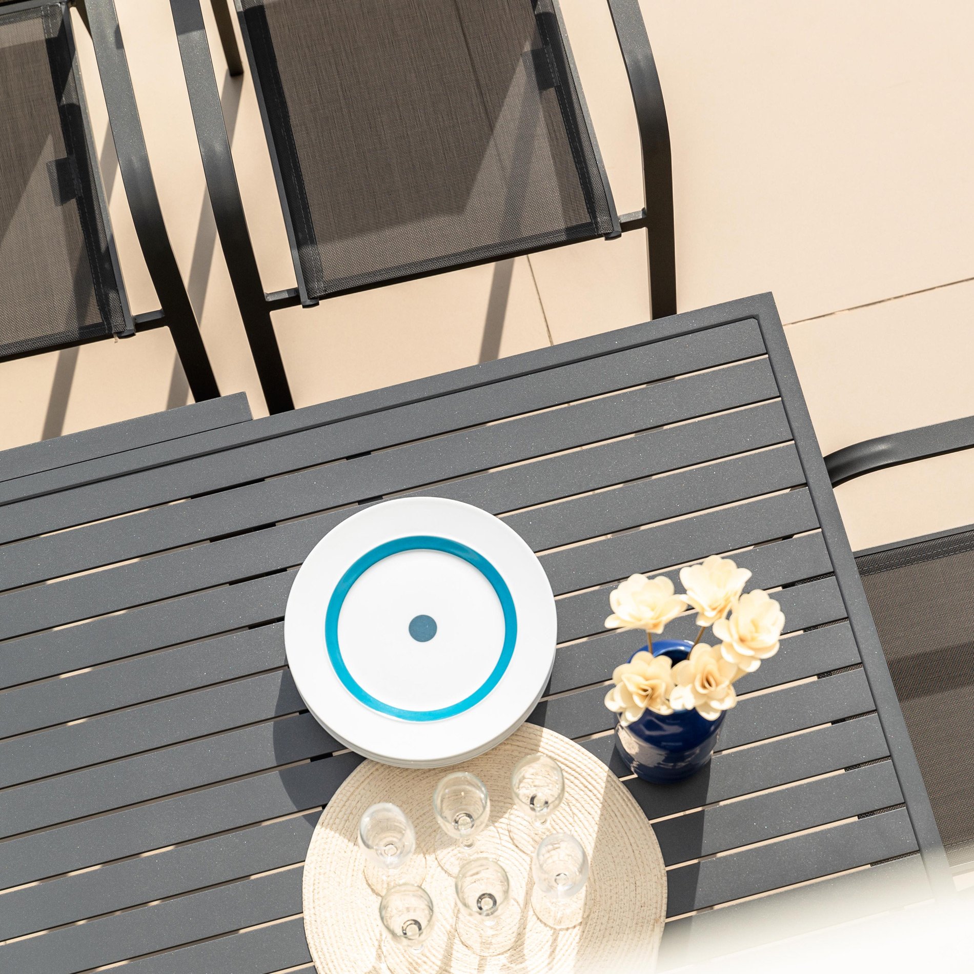 Table de jardin extensible en aluminium 10 places (135/270 x 90 cm) Murano Gris anthracite