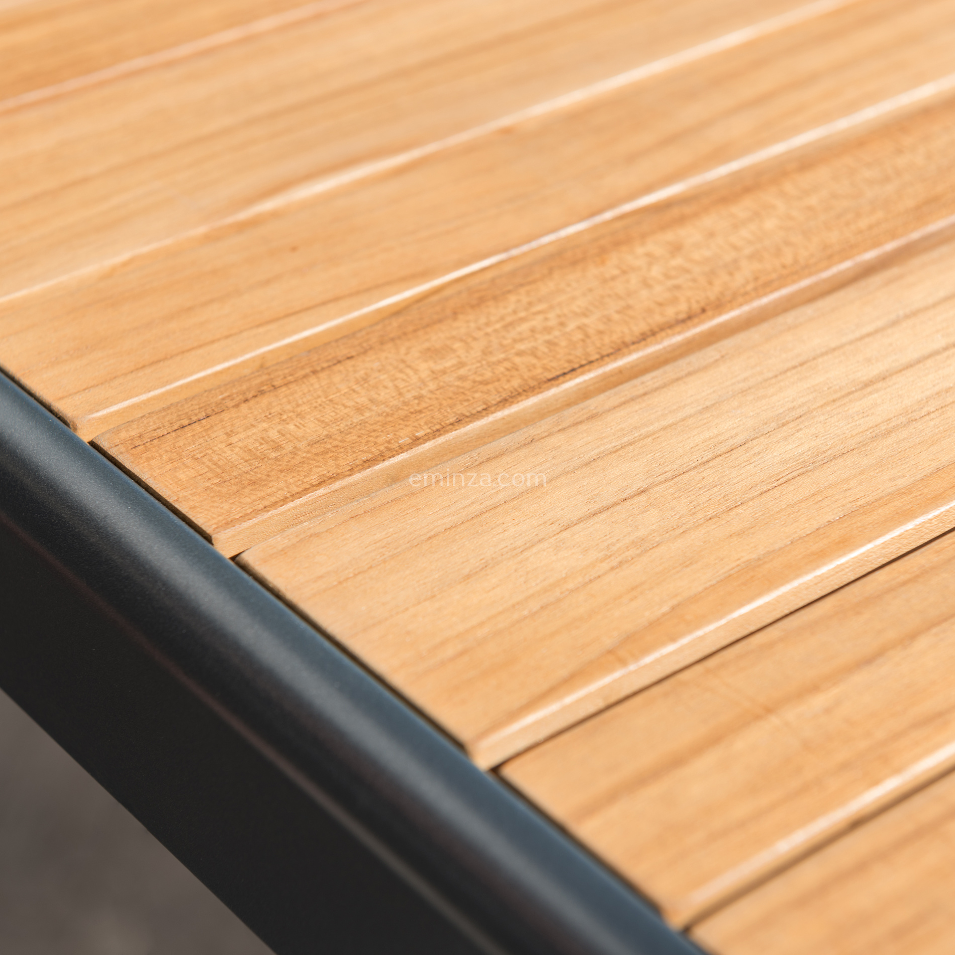 Salon de jardin aluminium et bois teck 5 places Bali Gris anthracite et ardoise