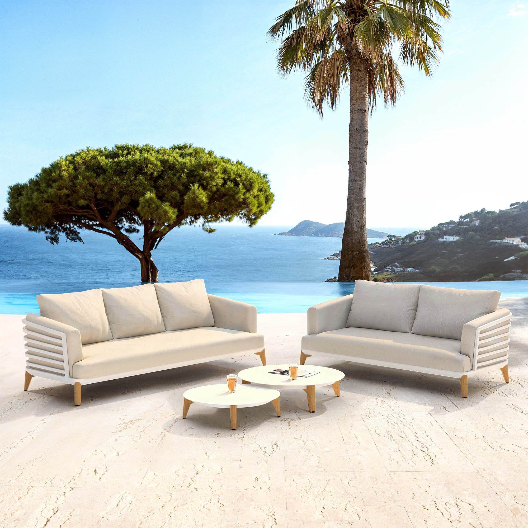 Salon de jardin aluminium 5 places 4 pcs Monte Carlo Blanc et taupe