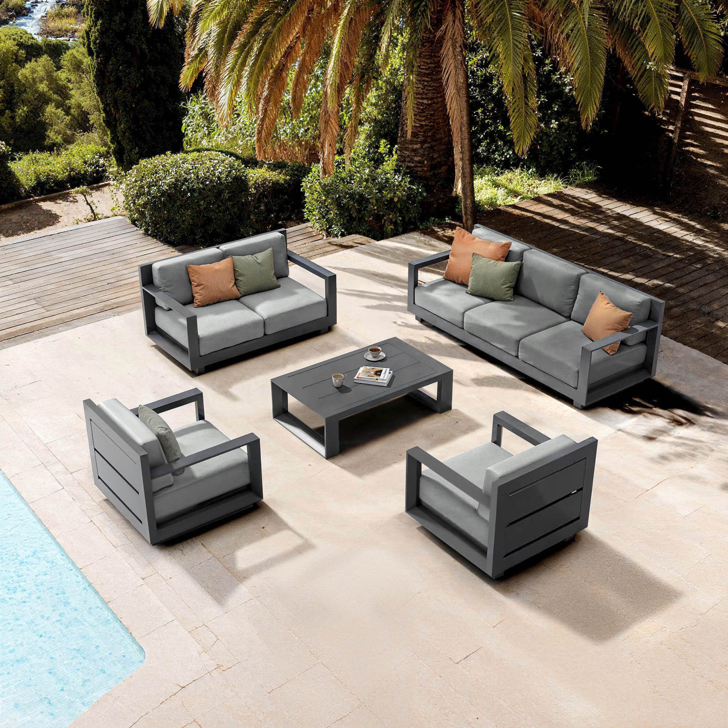 Salon de jardin aluminium 7 places 5 pcs Elba Gris anthracite