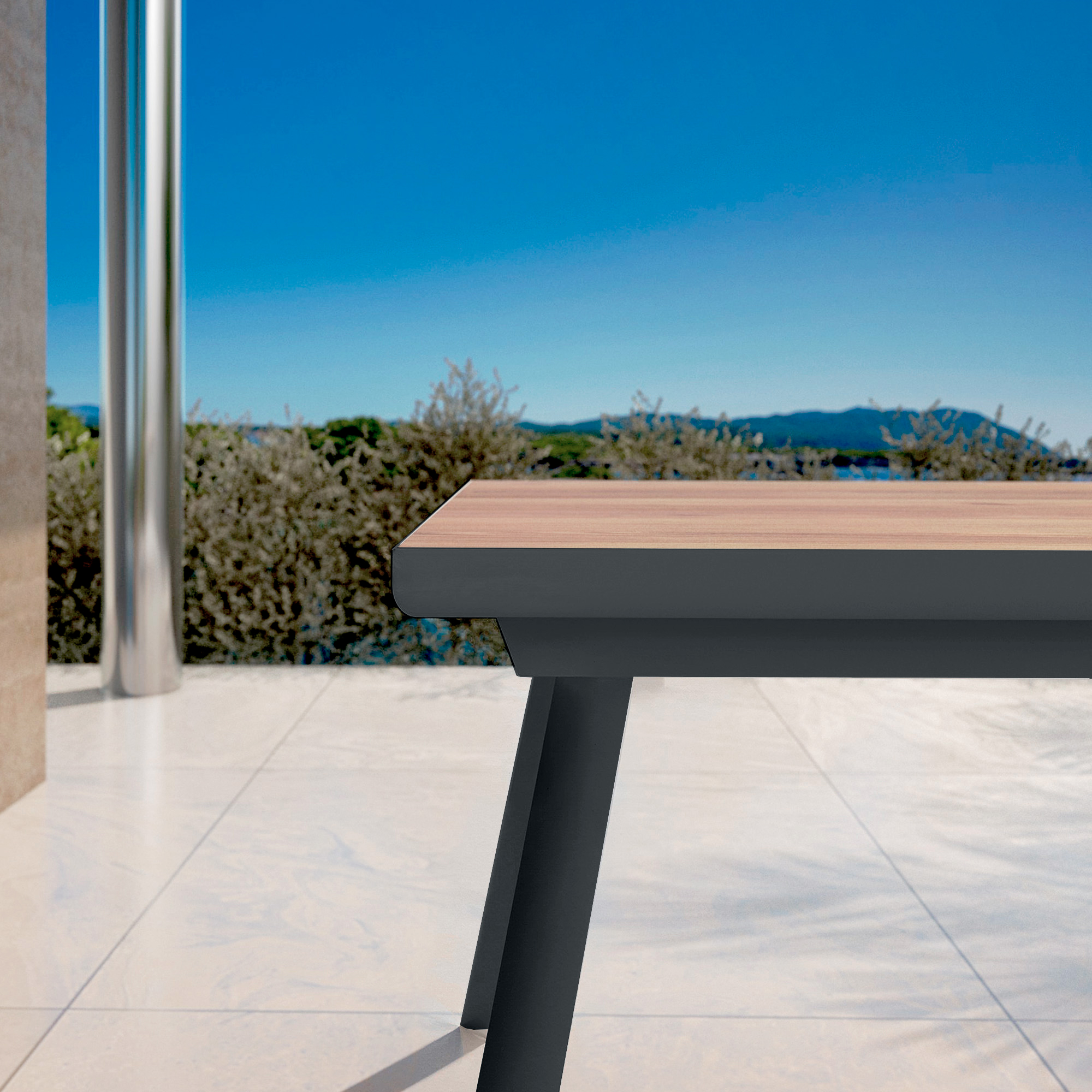 Table de jardin extensible en aluminium 10 places (260 x 96 cm) Amalfi Gris anthracite
