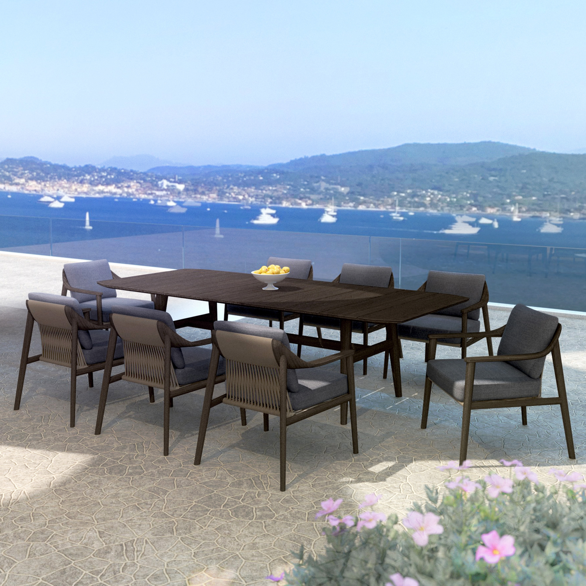 Table de jardin en bois teck 8 places (260 x 100 cm) Cap Ferrat Marron foncé