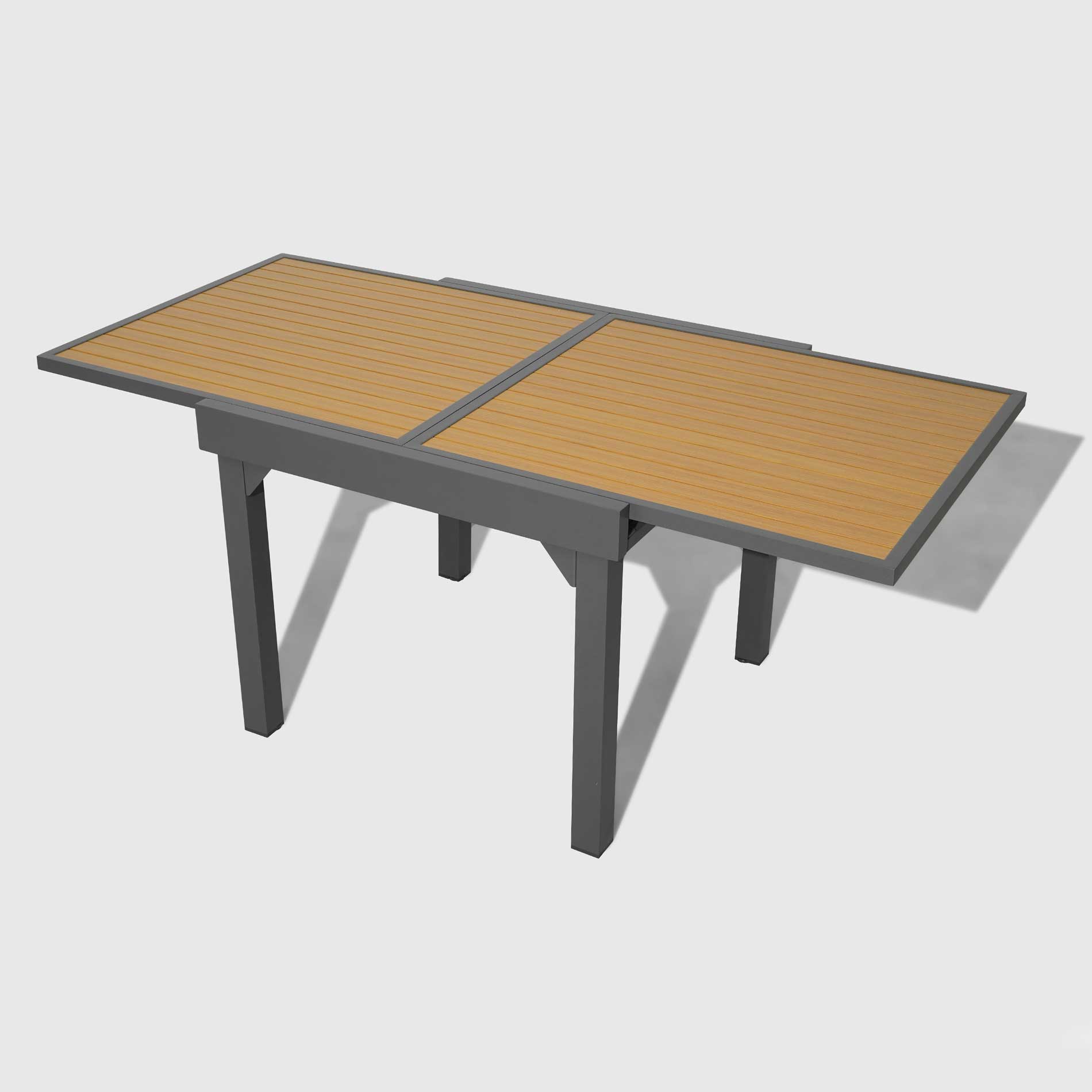 Table de jardin extensible en aluminium 8 places effet bois (90/180 x 90 cm) Murano Gris anthracite