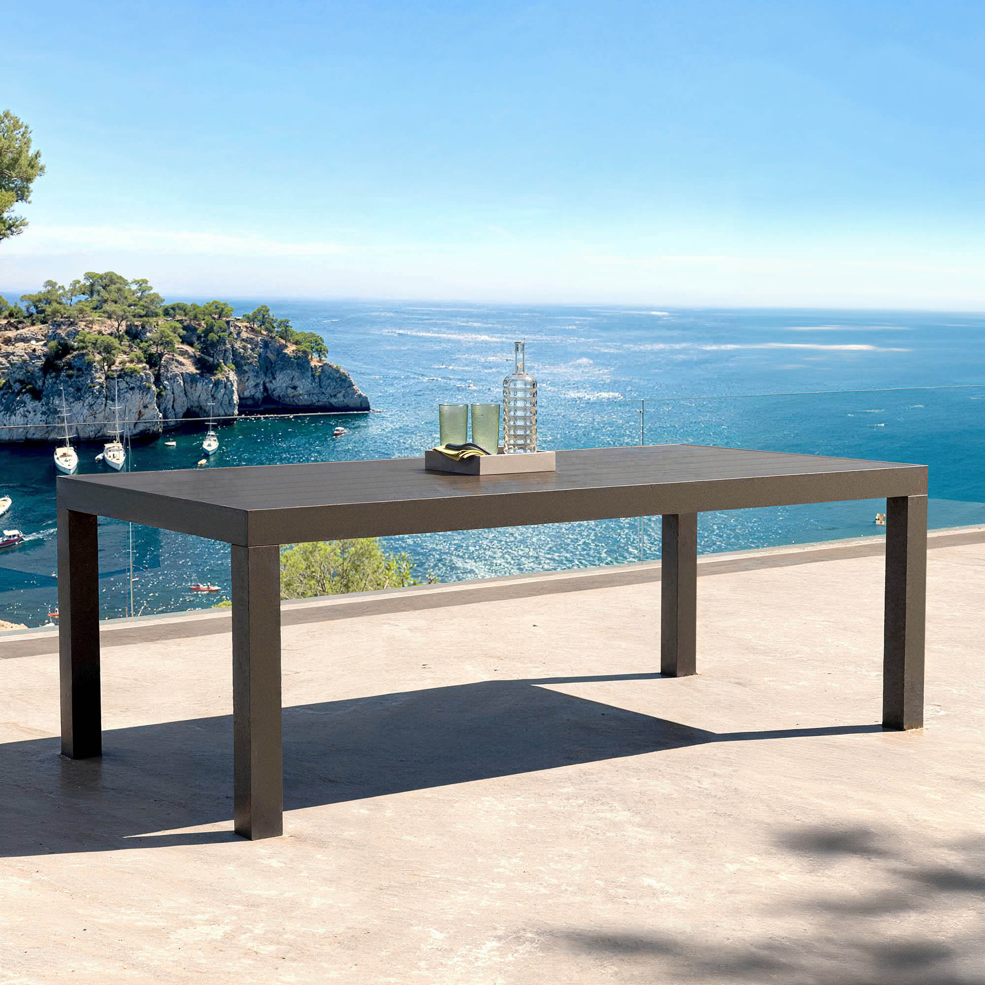 Table de jardin rectangulaire aluminium 8 places (210 x 100 cm) Murano Gris anthracite
