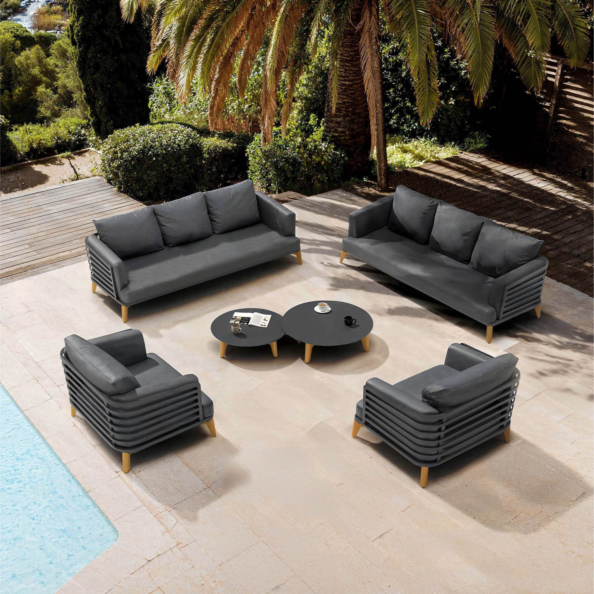 Salon de jardin aluminium 8 places 6 pcs Monte Carlo Gris anthracite