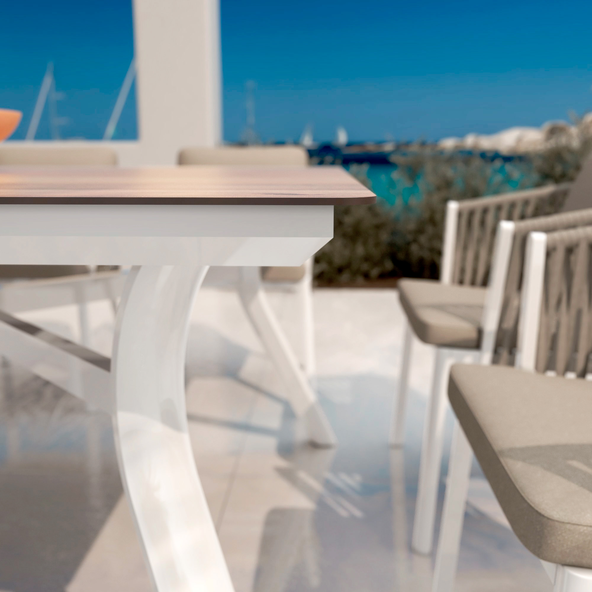 Table de jardin en aluminium 8 places (200 x 90 cm) Amalfi Blanc