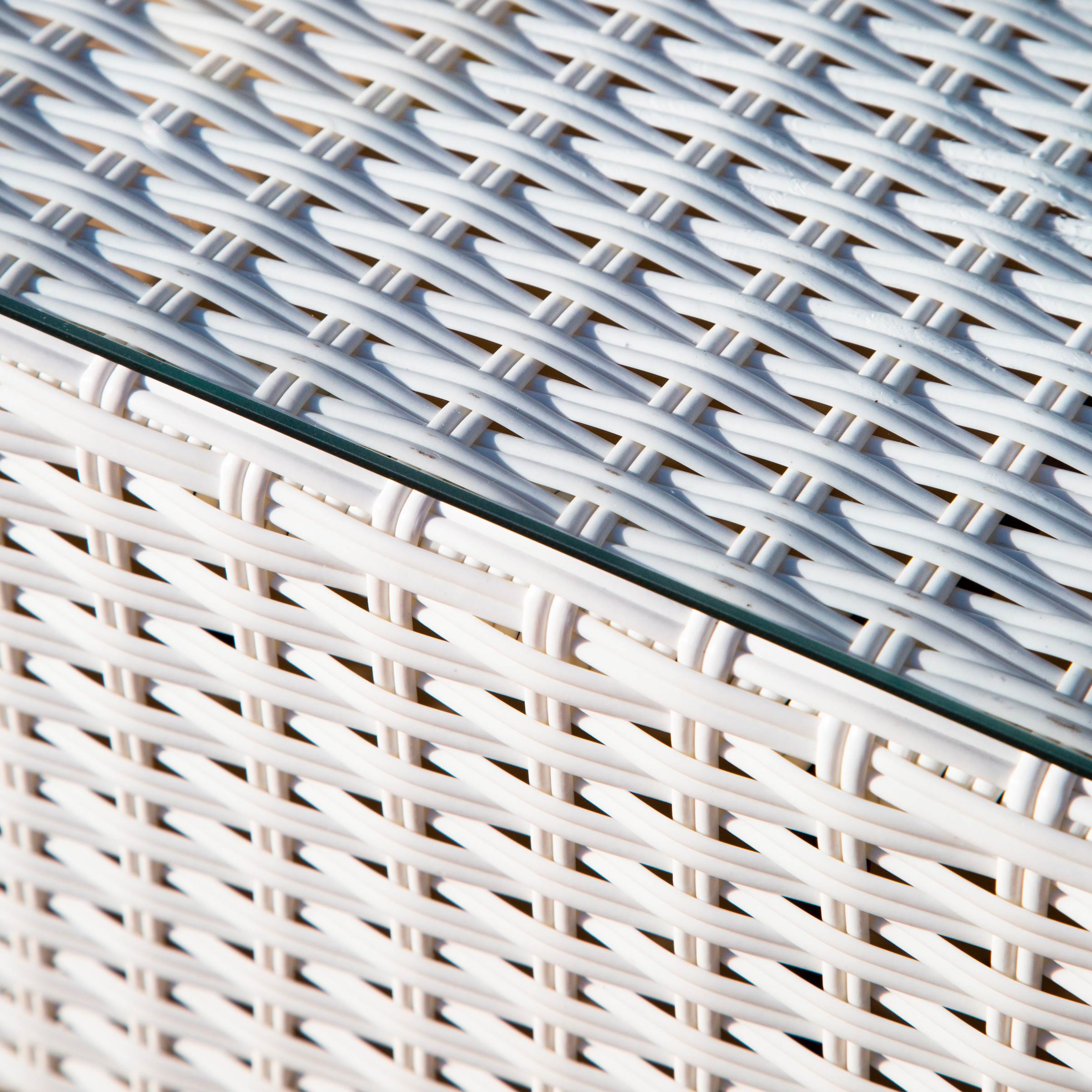 Salon de jardin en résine tressée 5 places 6 pcs Palma Blanc et beige